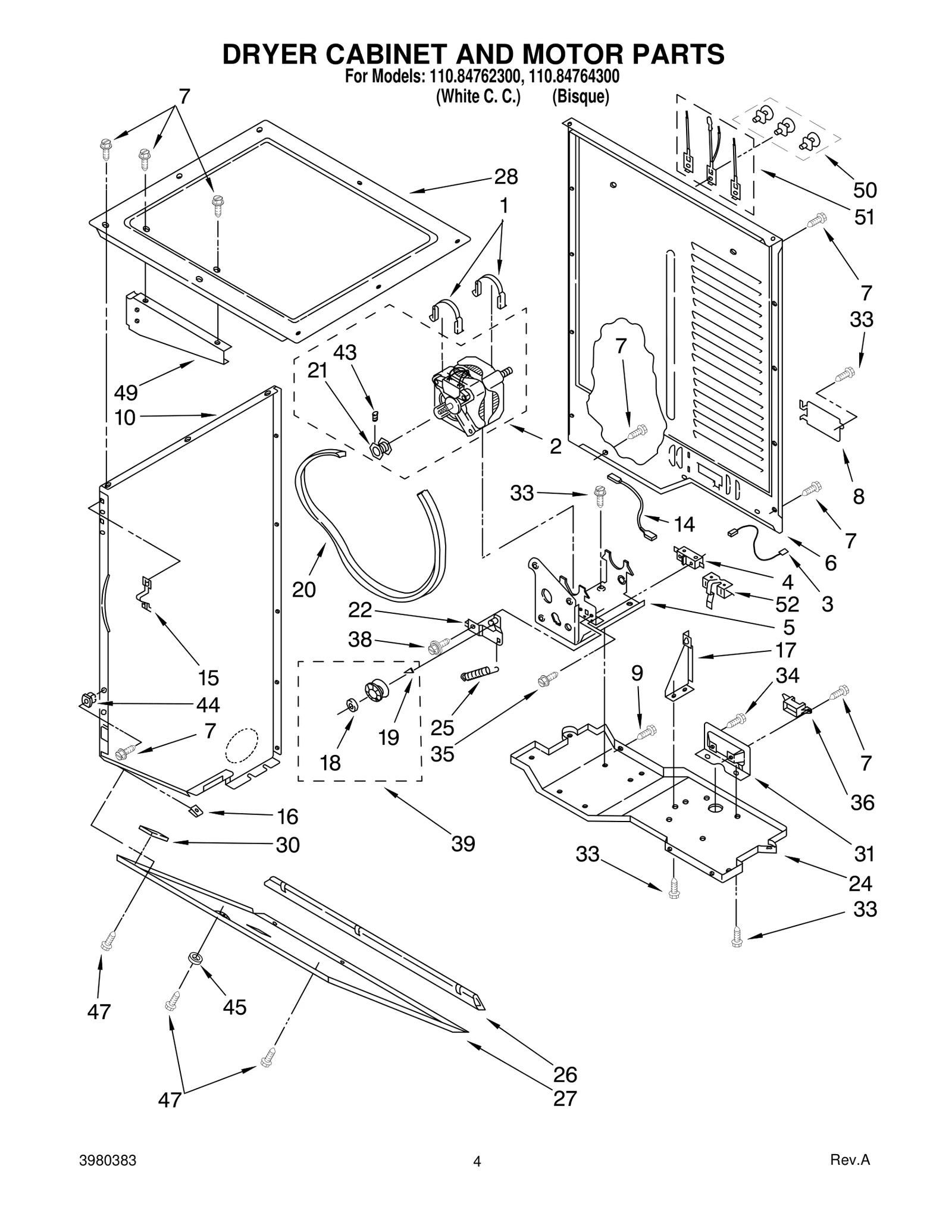 DRYER CABINET AND MOTOR PARTS