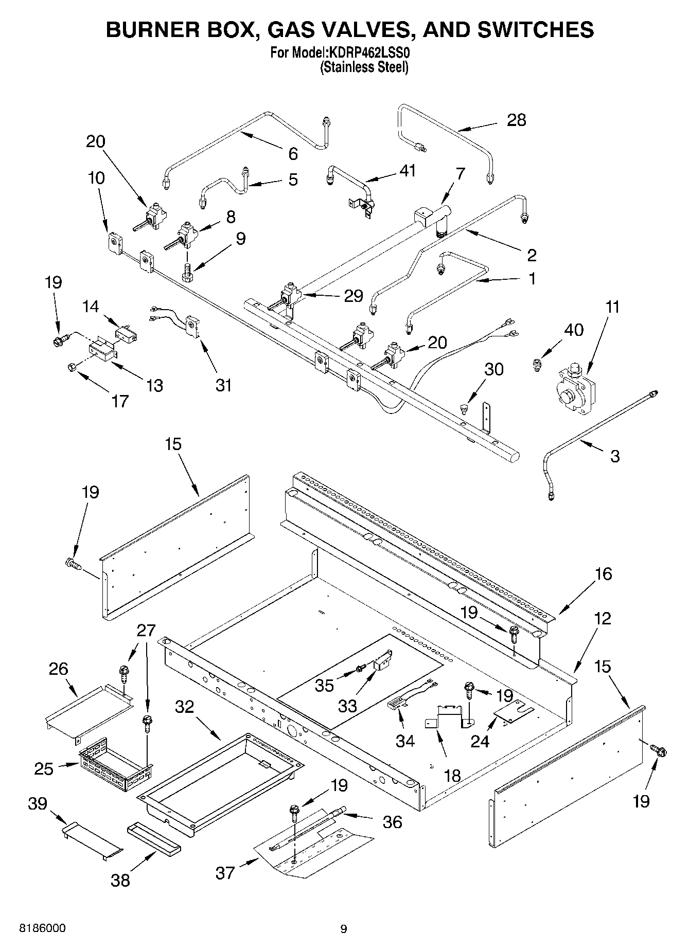 07 - BURNER BOX, GAS VALVE AND SWITCHES