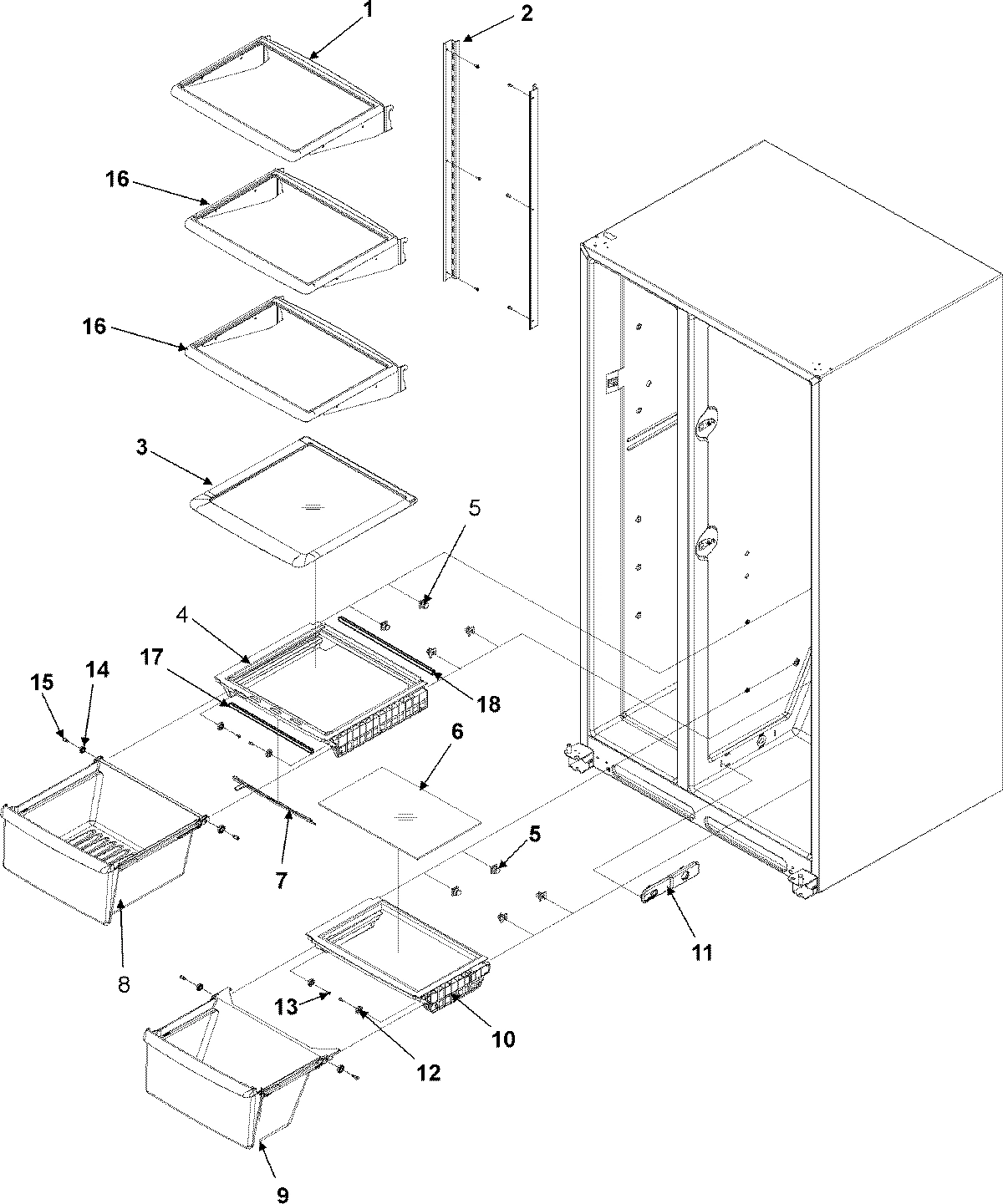 08 - CRISPER ASSY & REF SHELF SERIES 50+