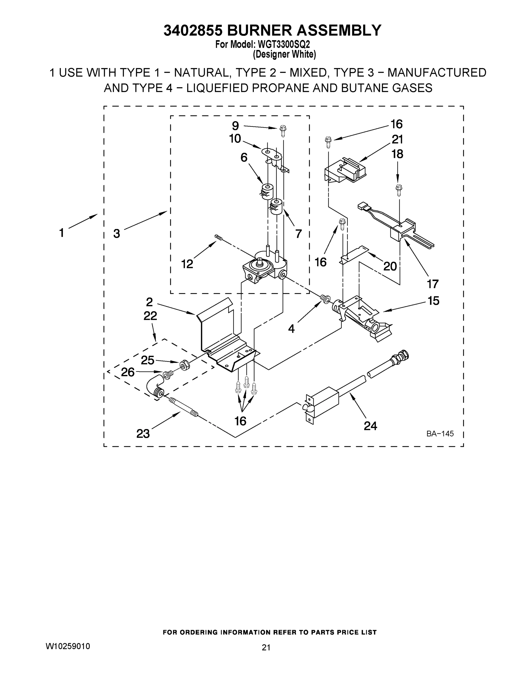 15 - 3402855 BURNER ASSEMBLY