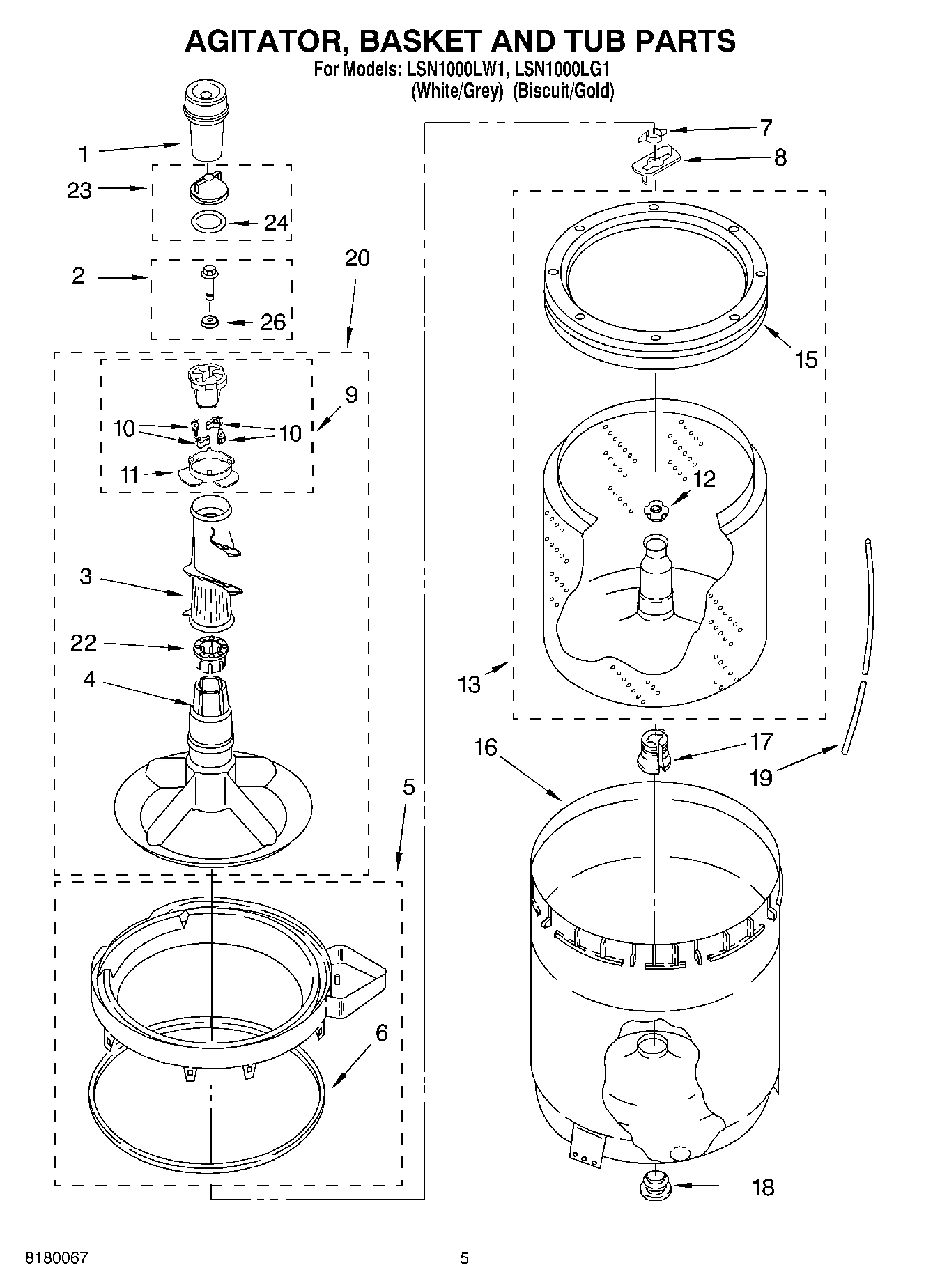 03 - AGITATOR, BASKET AND TUB PARTS
