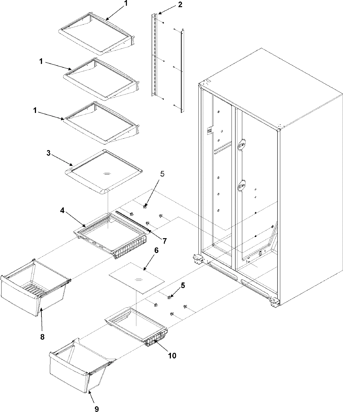 04 - CRISPER ASSY & REF SHELF SERIES 50+