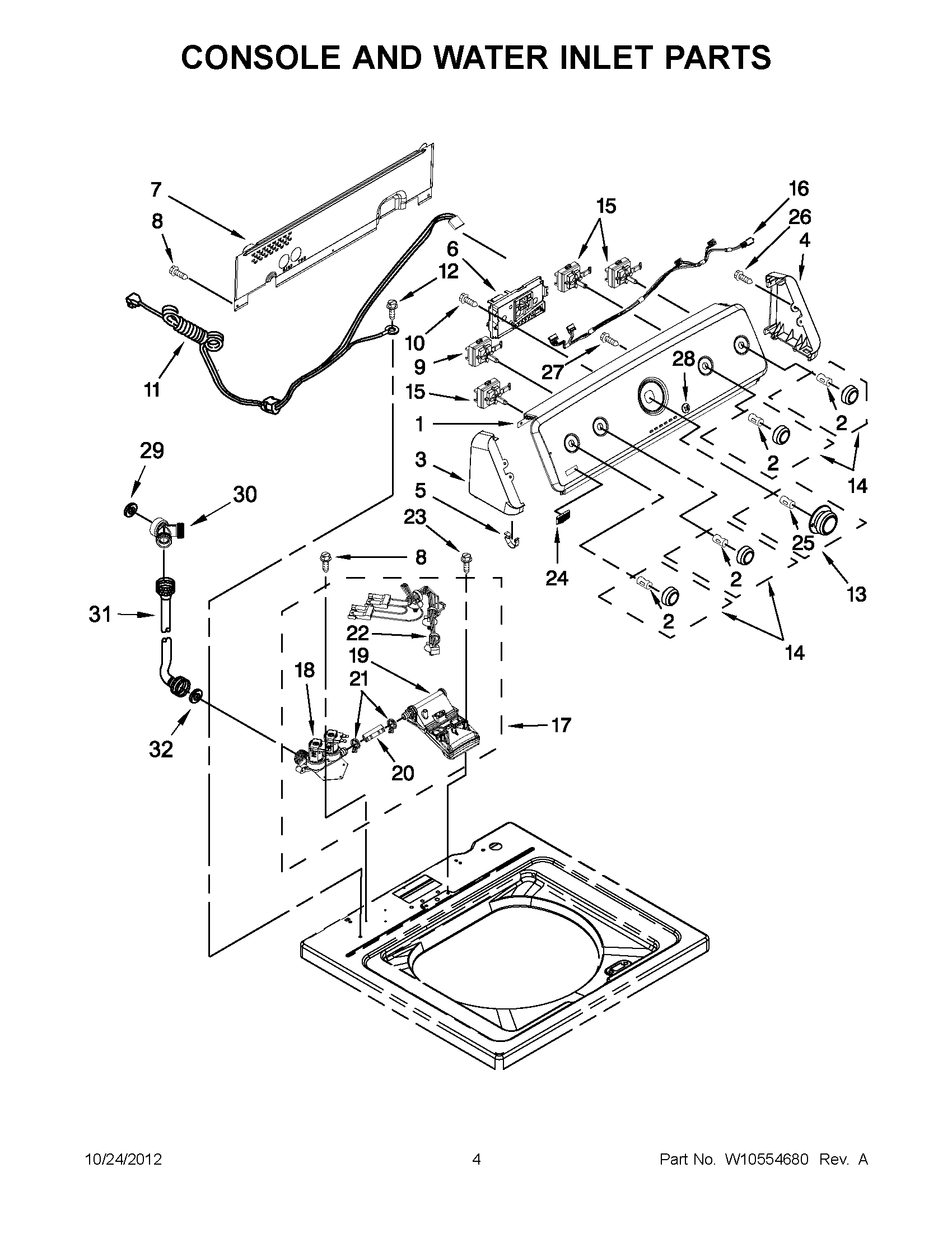 02 - CONSOLE AND WATER INLET PARTS