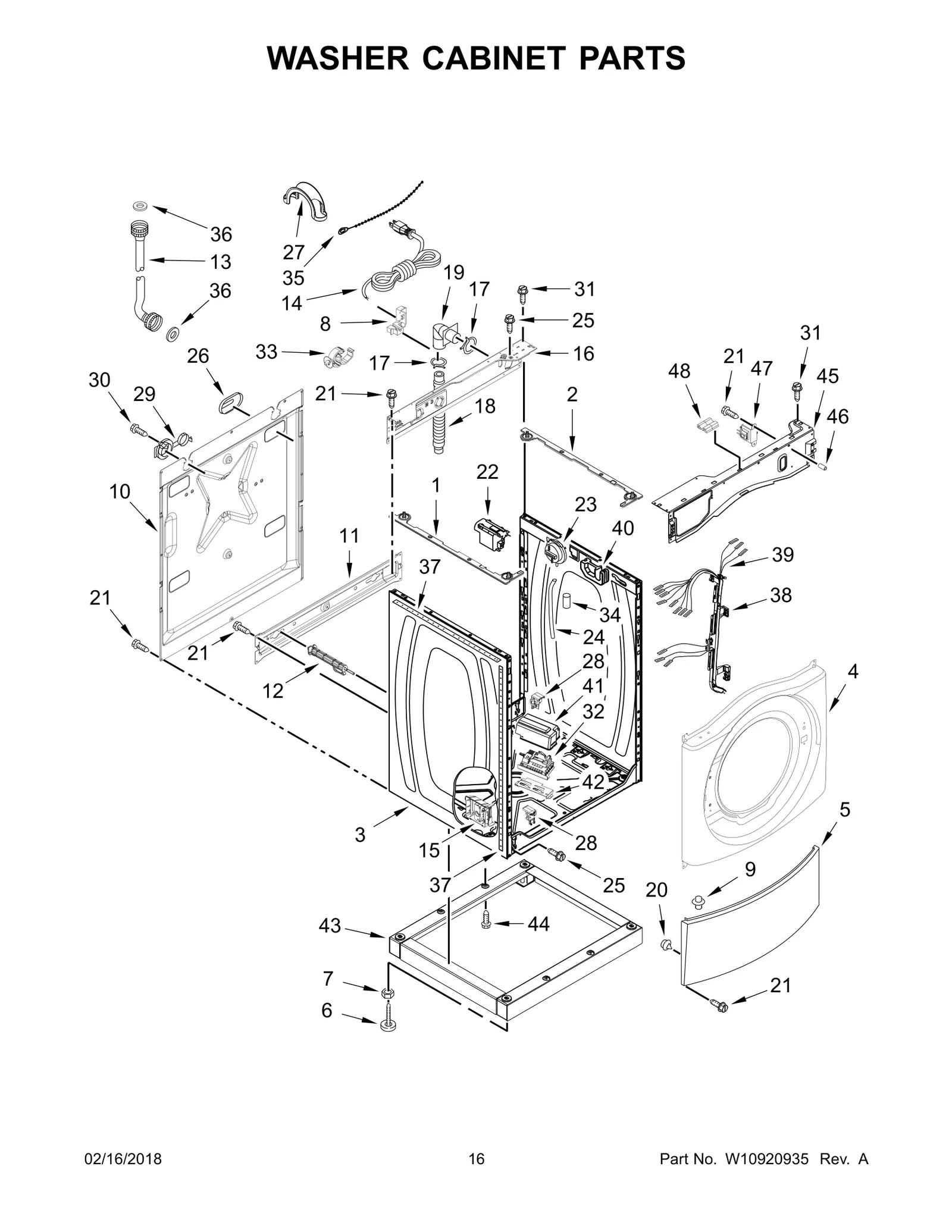 WASHER CABINET PARTS