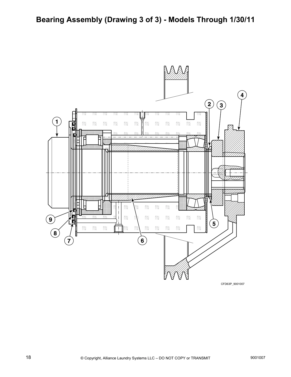 Bearing Assembly (Drawing 3 of 3) - Models Through 1/30/11