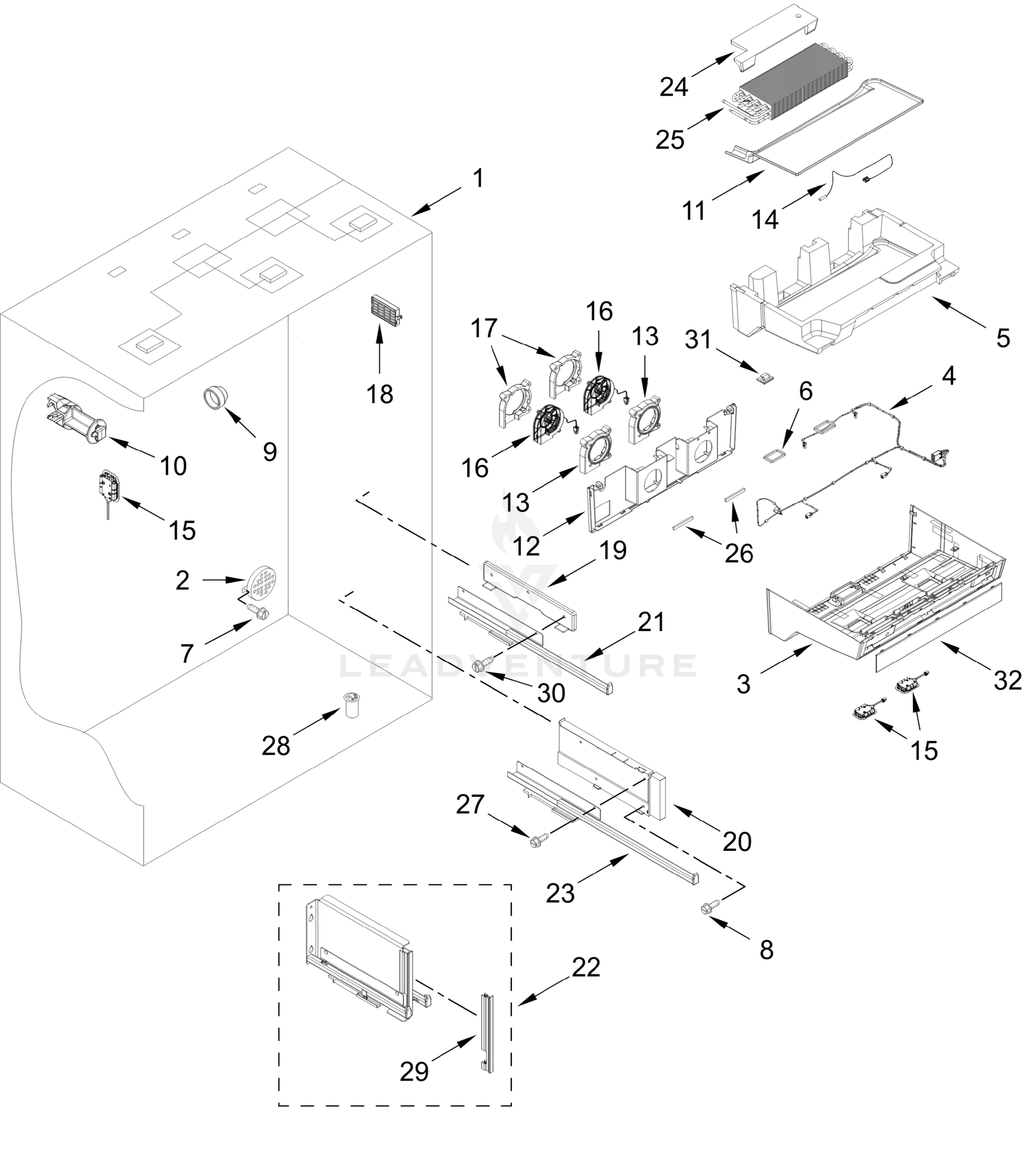 REFRIGERATOR LINER PARTS