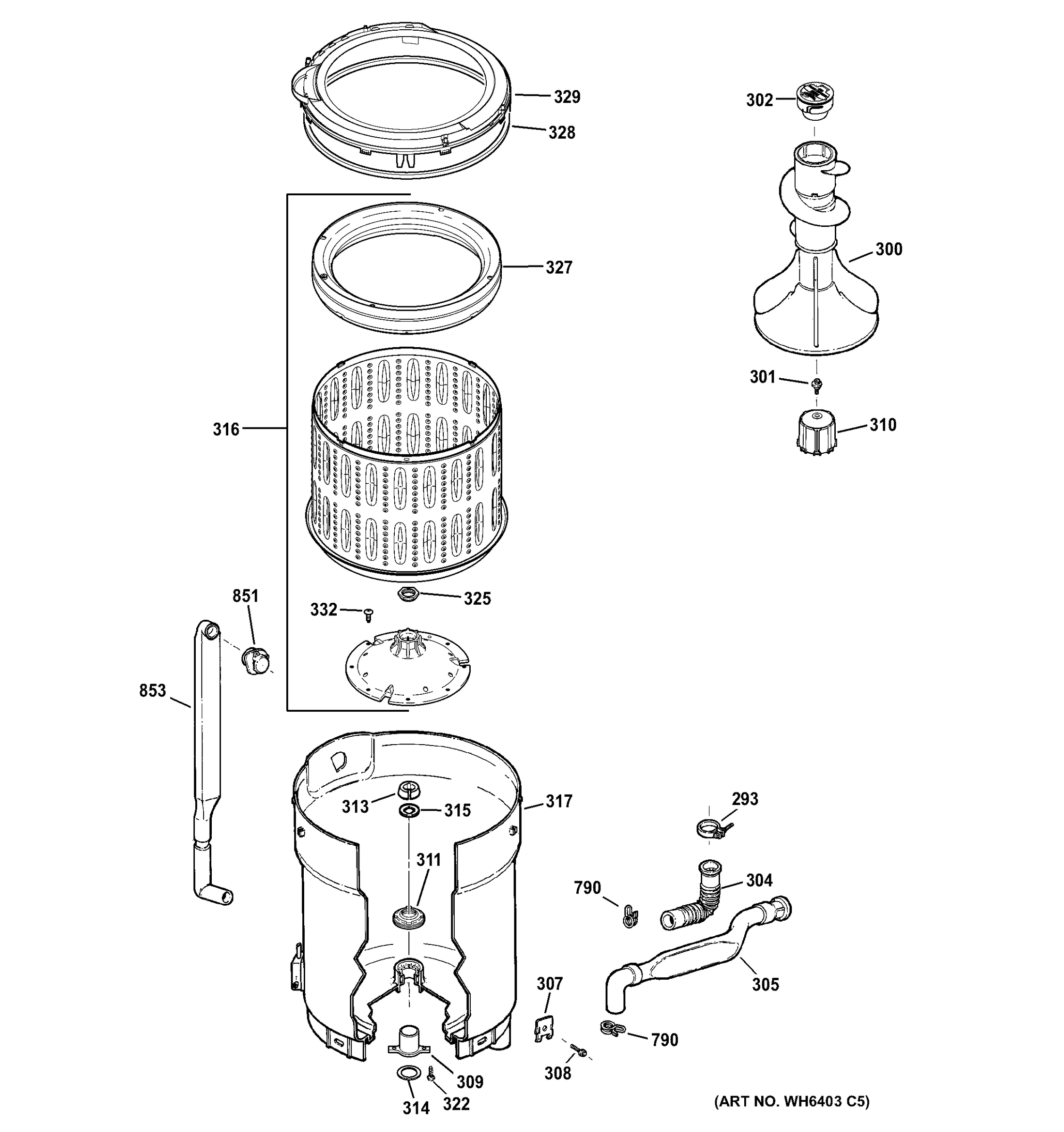 TUB, BASKET & AGITATOR