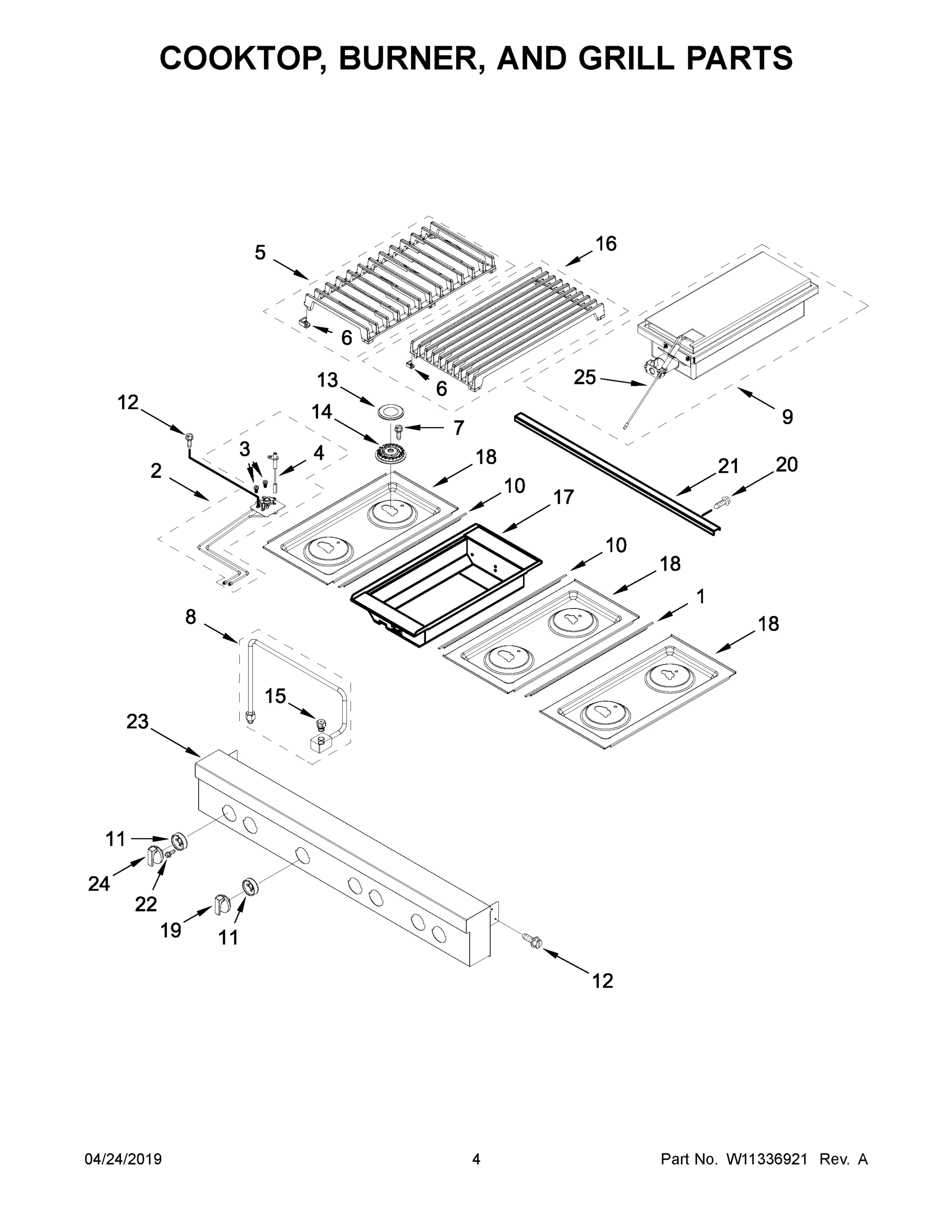 03 - COOKTOP, BURNER, AND GRILL PARTS
