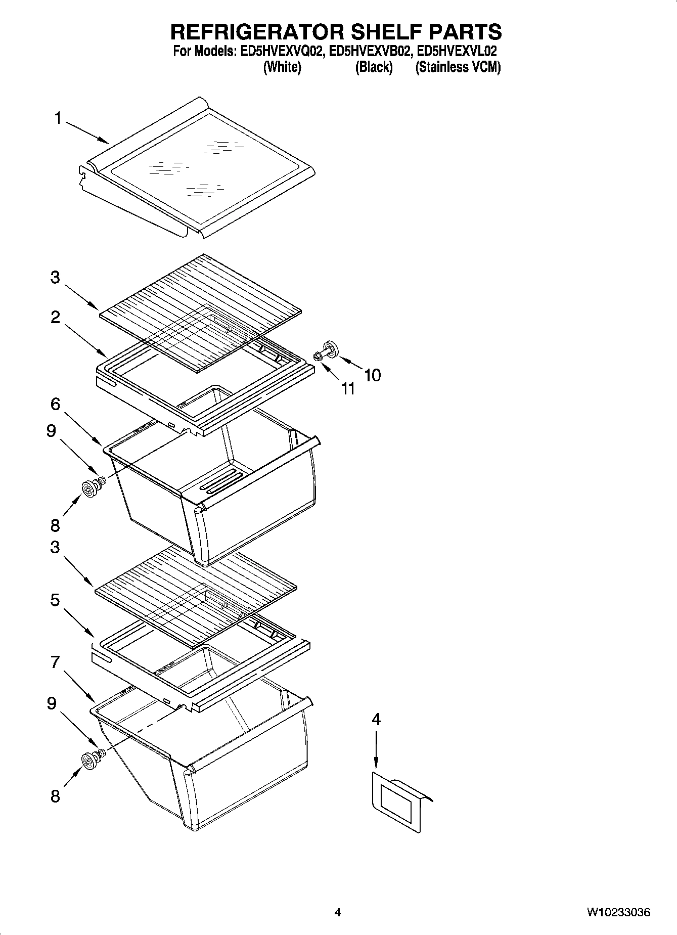 03 - REFRIGERATOR SHELF PARTS