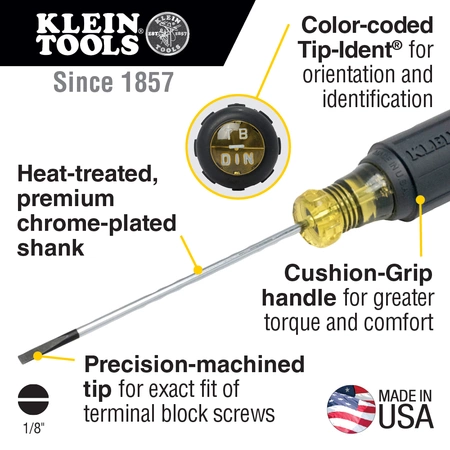 612-4 Klein Tools Cabinet Terminal Block Screwdriver, 1/8-Inch - Image 5