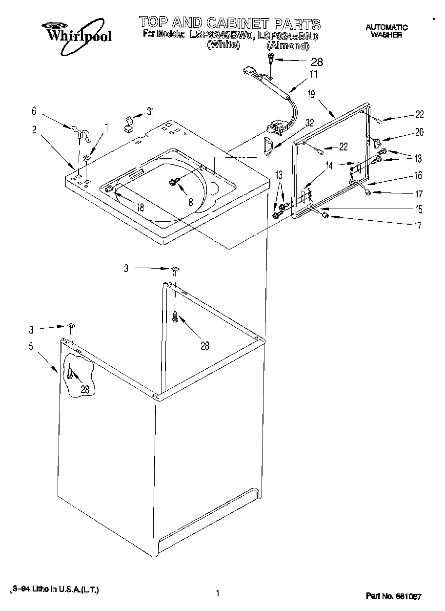 01 - TOP AND CABINET, LIT/OPTIONAL