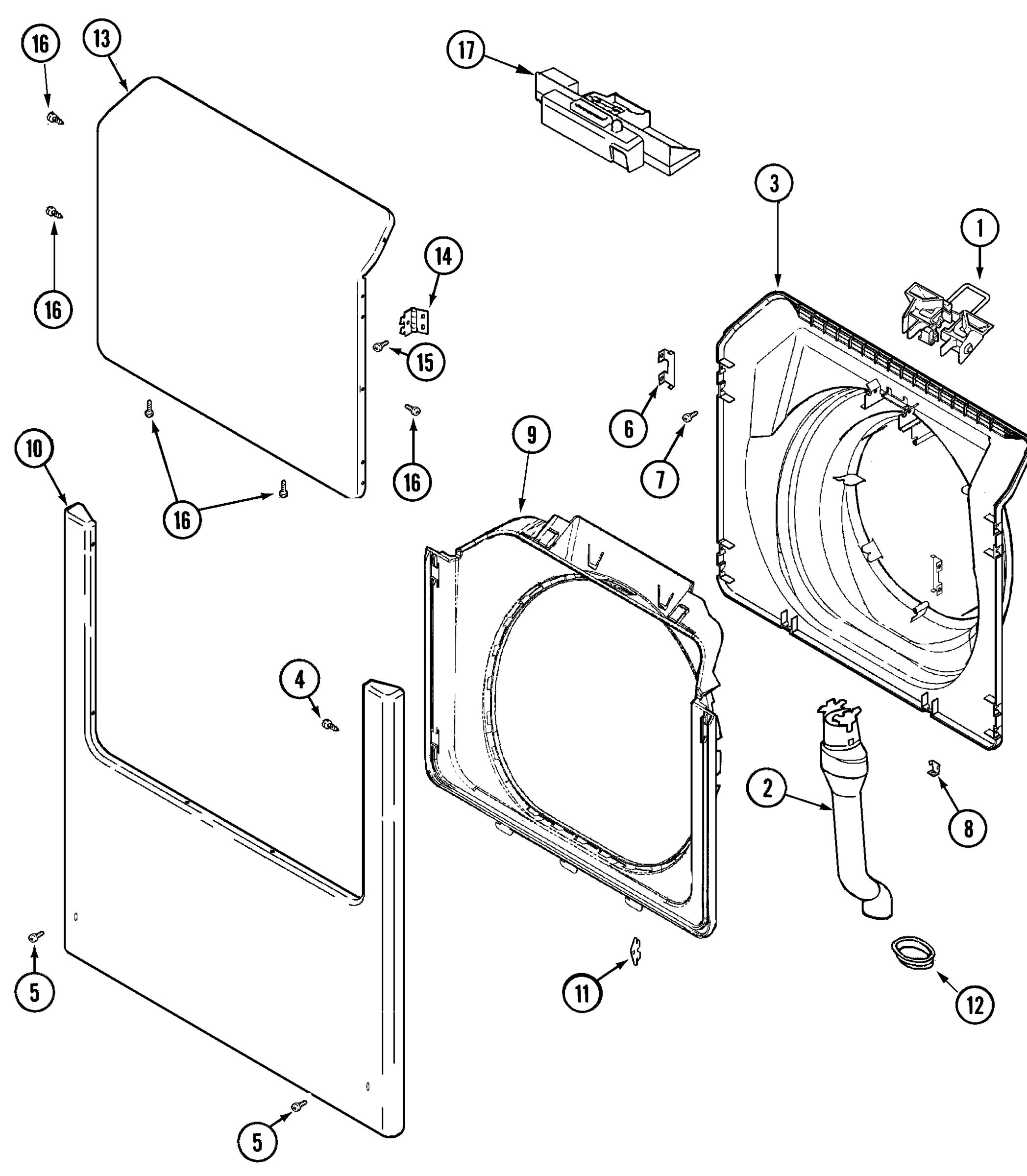 08 - DOOR, SHROUD, FRONT PANEL & LATCH ASSY