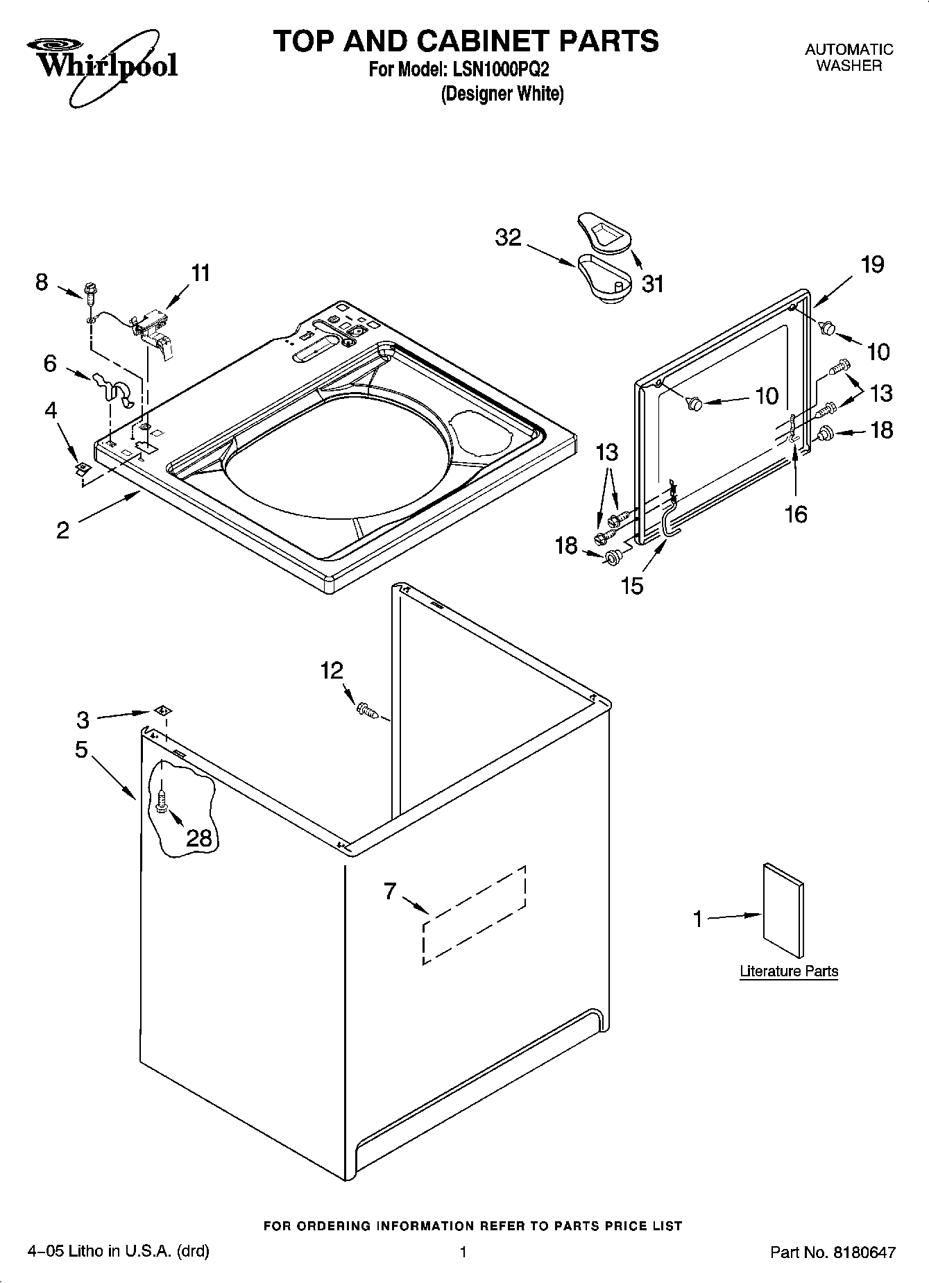 01 - TOP AND CABINET PARTS