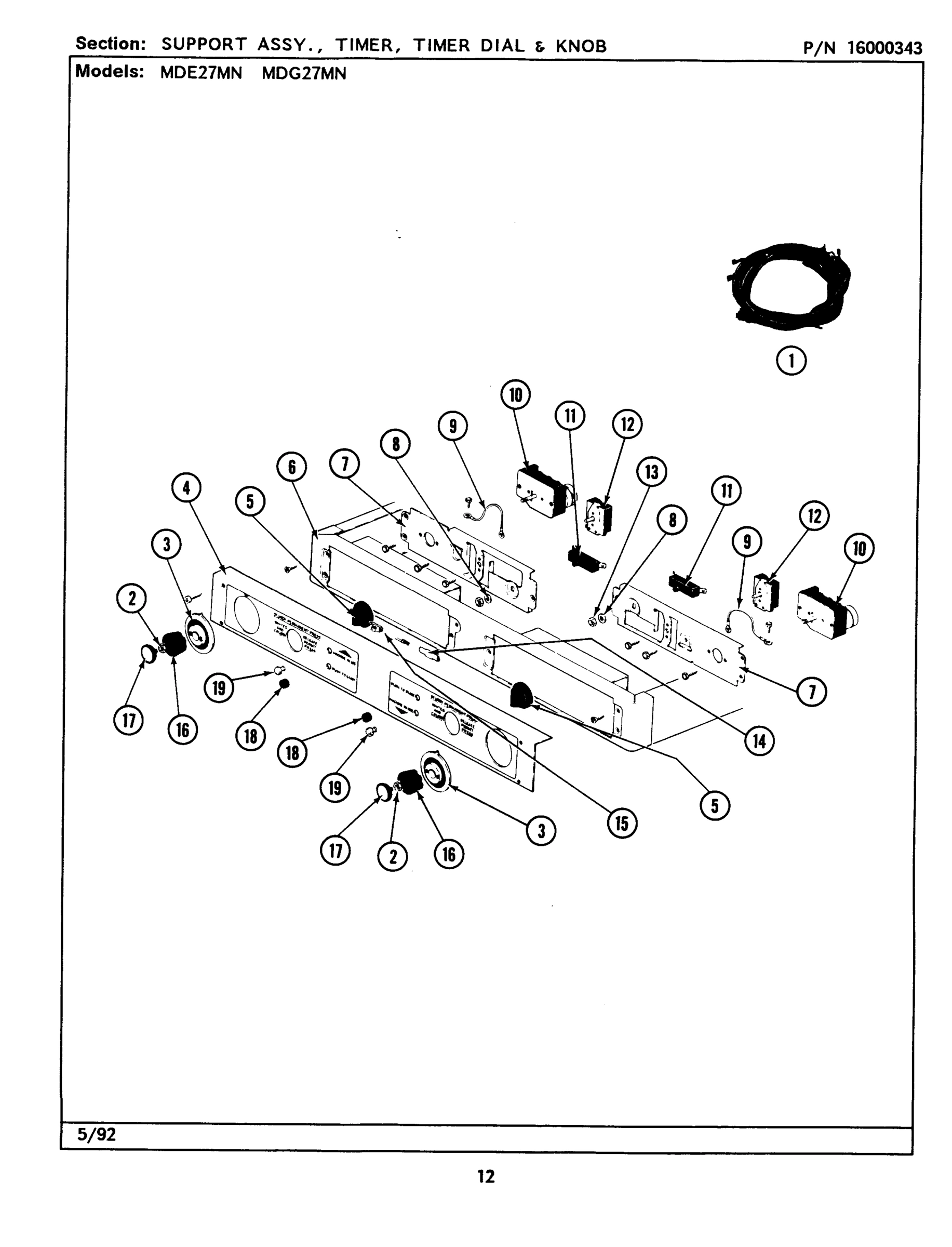 03 - SUPPORT ASSY., TIMER, TIMER DIAL & KNOB