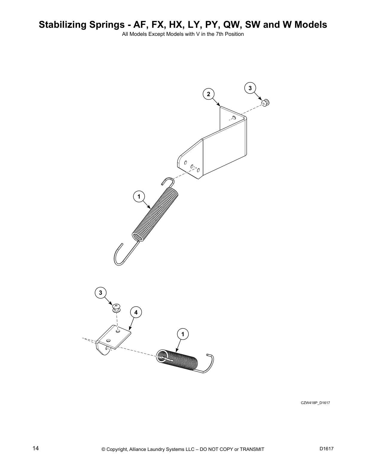 Stabilizing Springs - AF, FX, HX, LY, PY, QW, SW and W Models