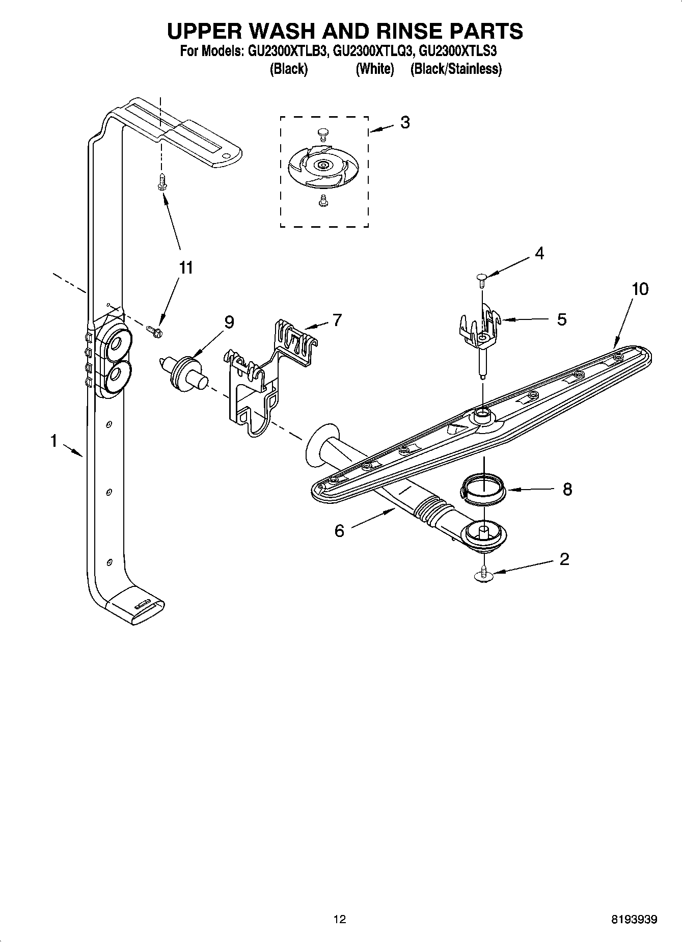 10 - UPPER WASH AND RINSE PARTS