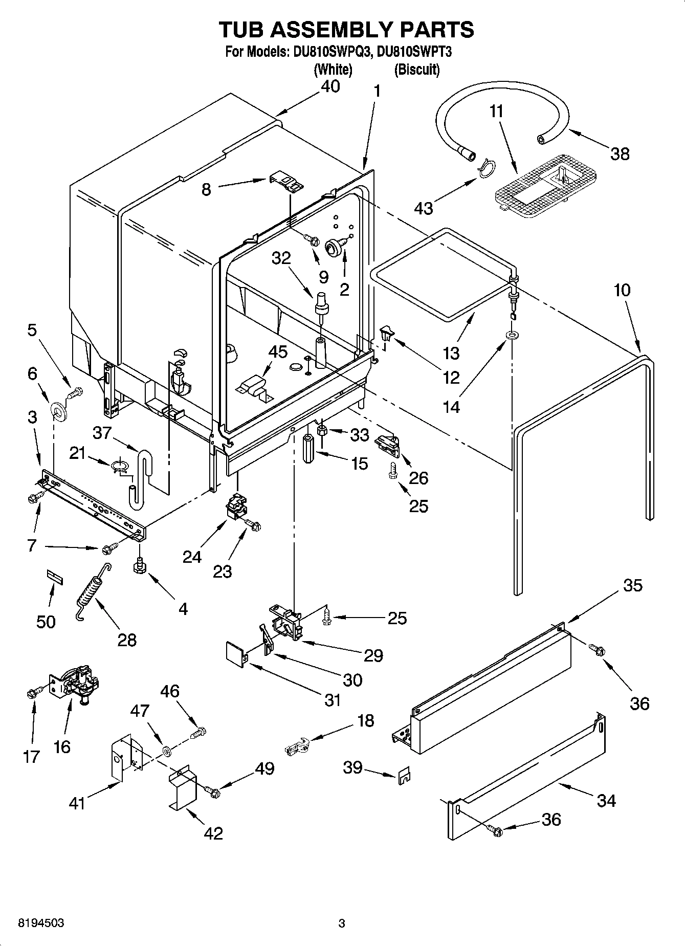 03 - TUB ASSEMBLY PARTS