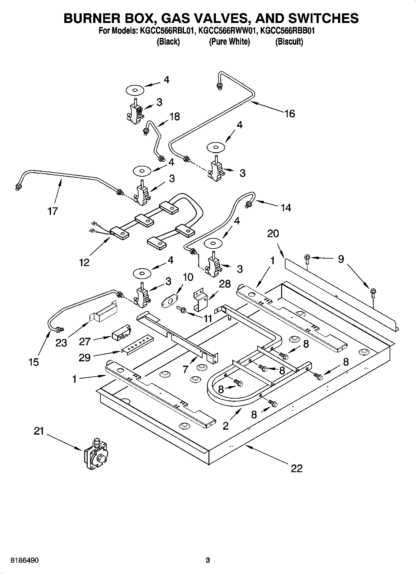 02 - BURNER BOX, GAS VALVES, AND SWITCHES, OPTIONAL PARTS