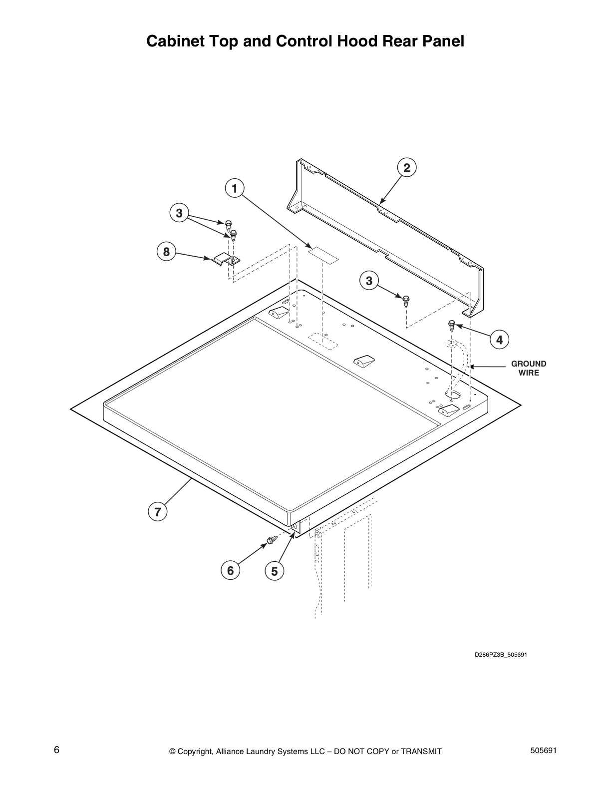 Cabinet Top and Control Hood Rear Panel