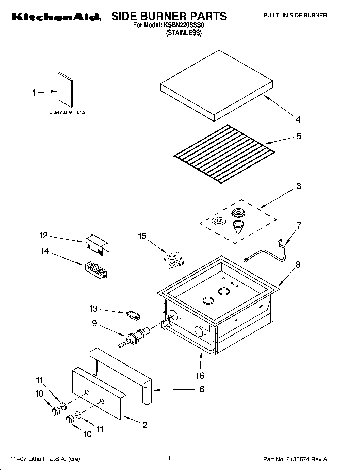 01 - SIDE BURNER PARTS