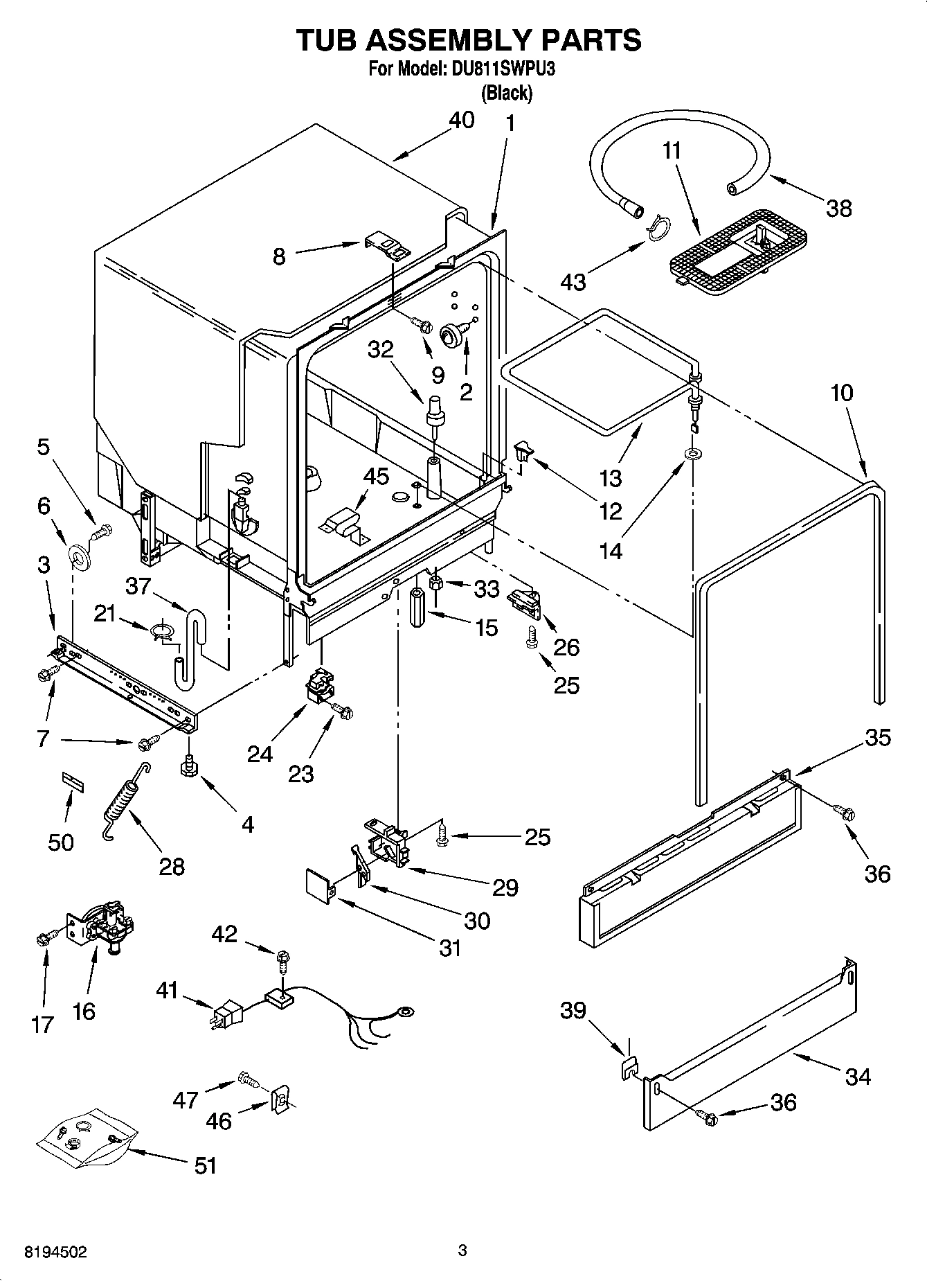 03 - TUB ASSEMBLY PARTS