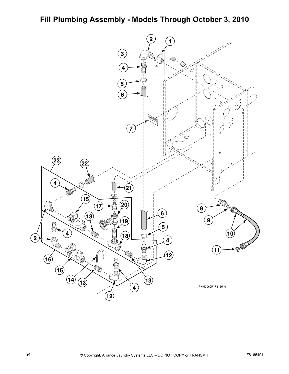 Fill Plumbing Assembly - Models Through October 3, 2010
