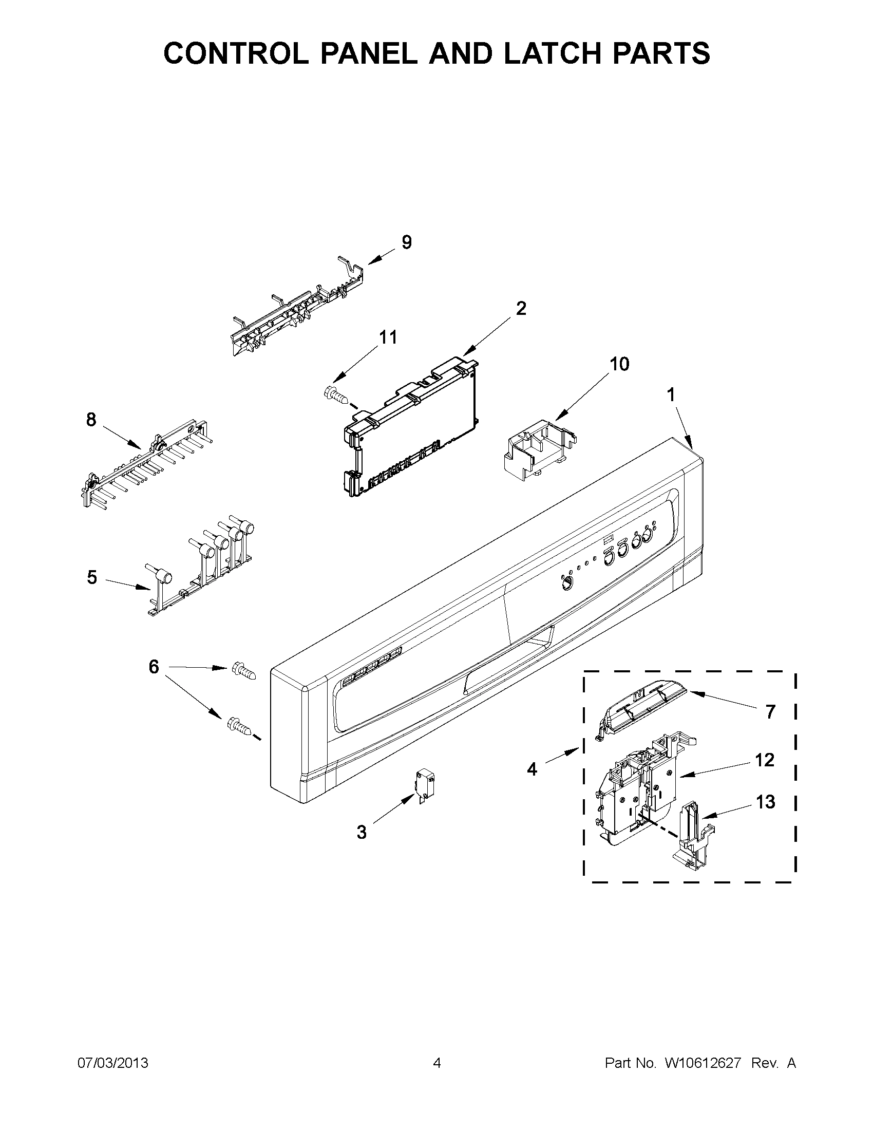 02 - CONTROL PANEL AND LATCH PARTS