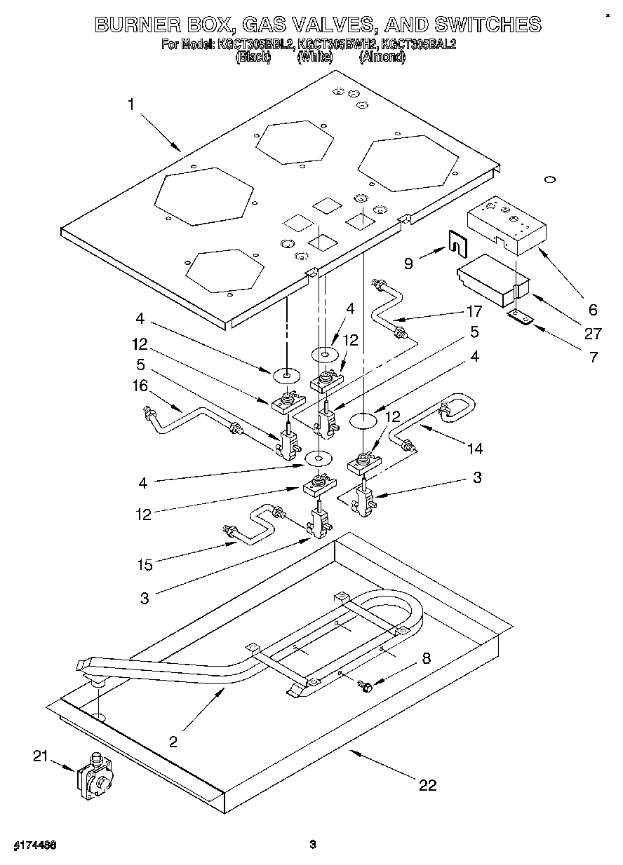 03 - BURNER BOX, GAS VALVES, AND SWITCHES
