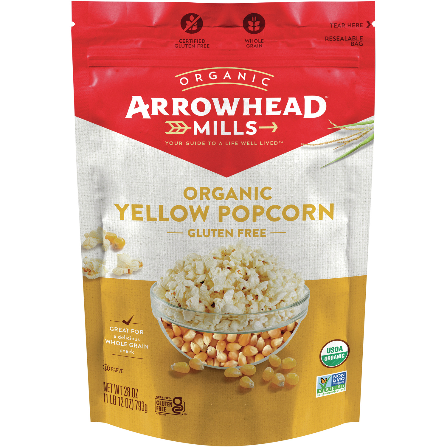 Arrowhead Mills Organic Yellow Popcorn | 28 oz Package