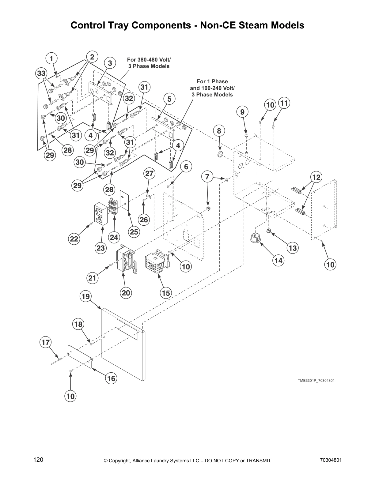 Control Tray Components - Non-CE Steam Models