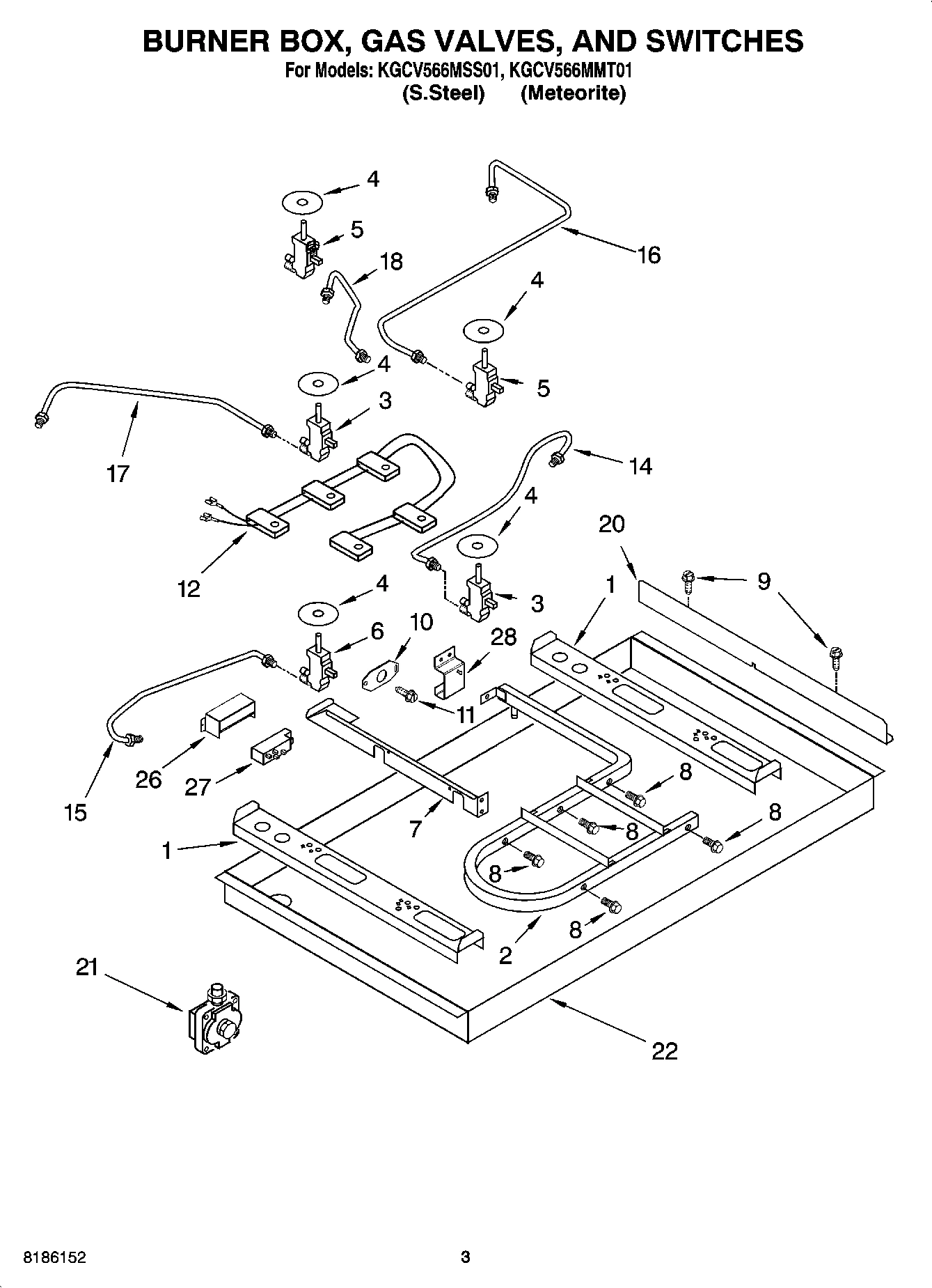 02 - BURNER BOX, GAS VALVES, AND SWITCHES