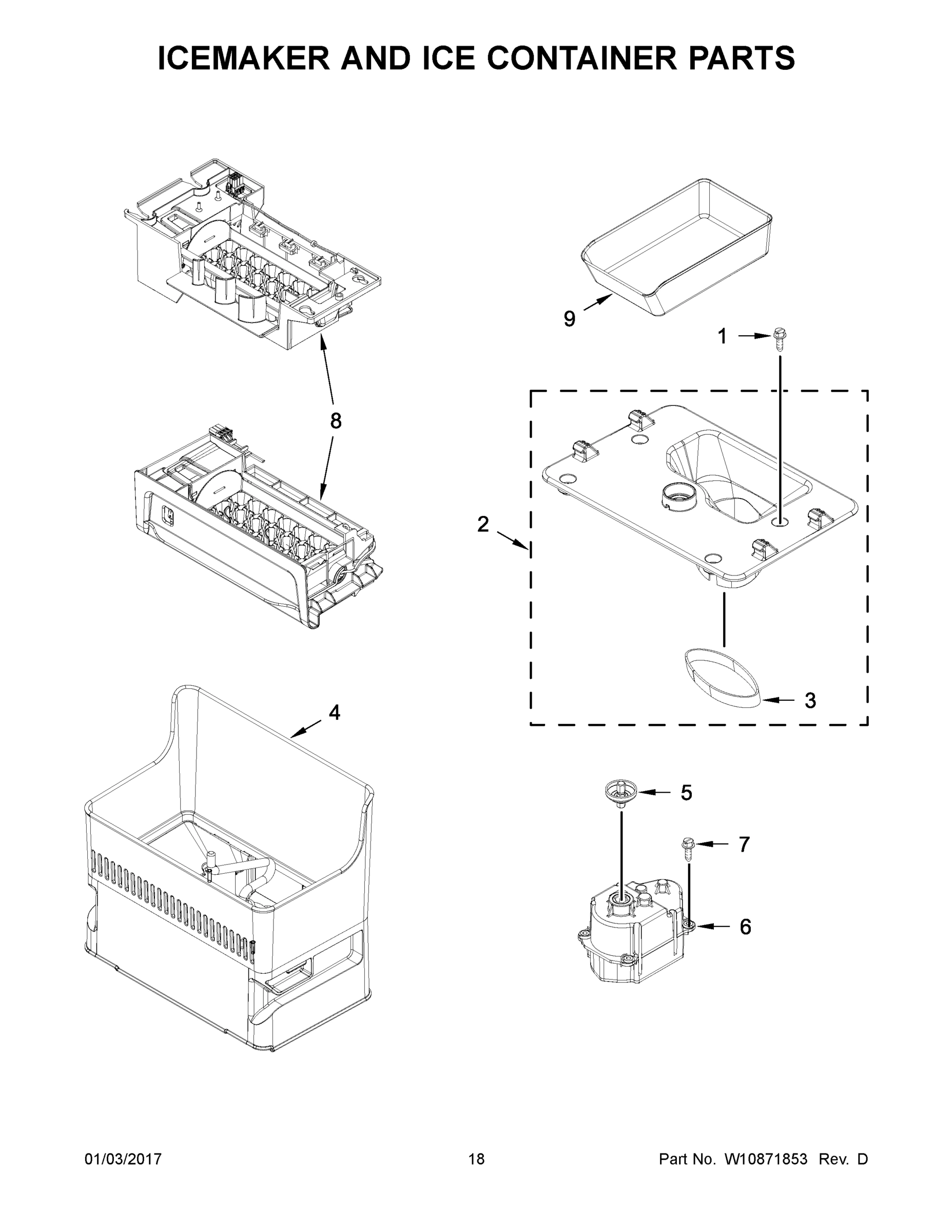 10 - ICEMAKER AND ICE CONTAINER PARTS