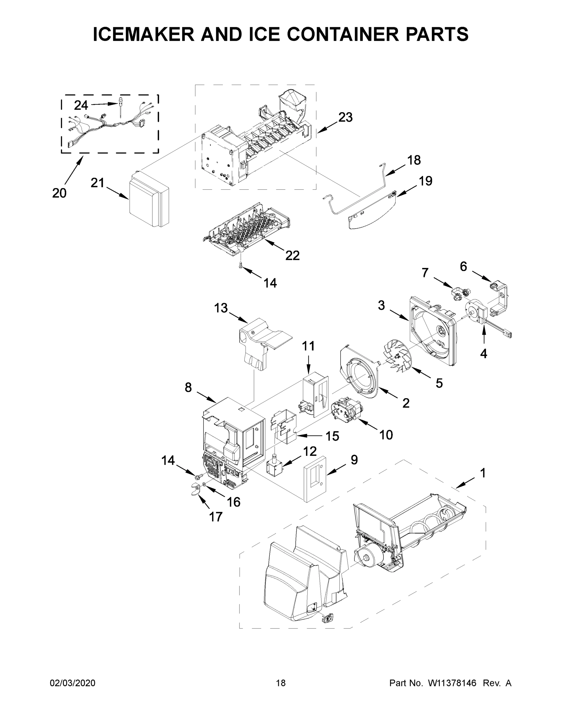 10 - ICEMAKER AND ICE CONTAINER PARTS