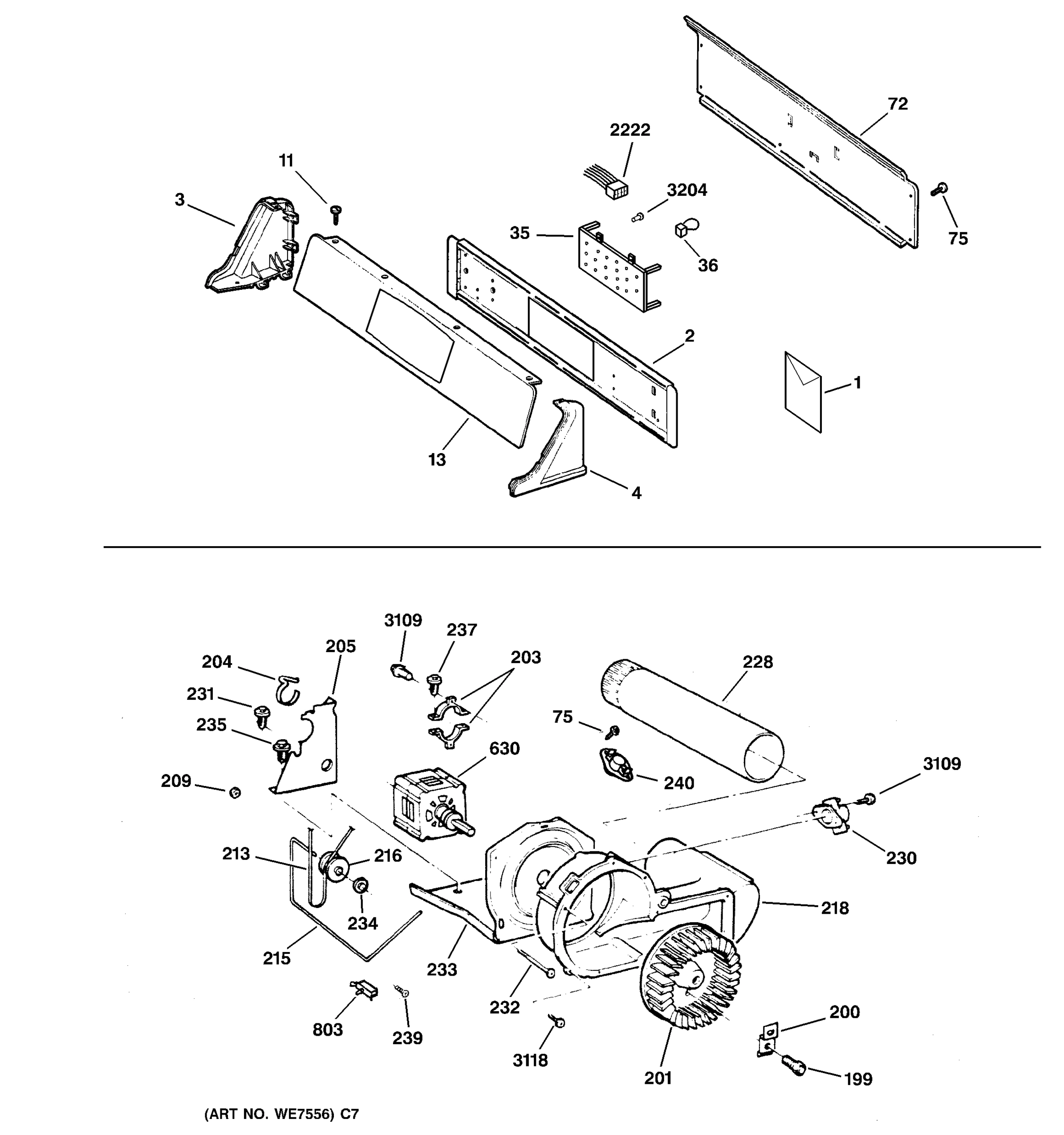 BACKSPLASH, BLOWER & DRIVE ASSEMBLY
