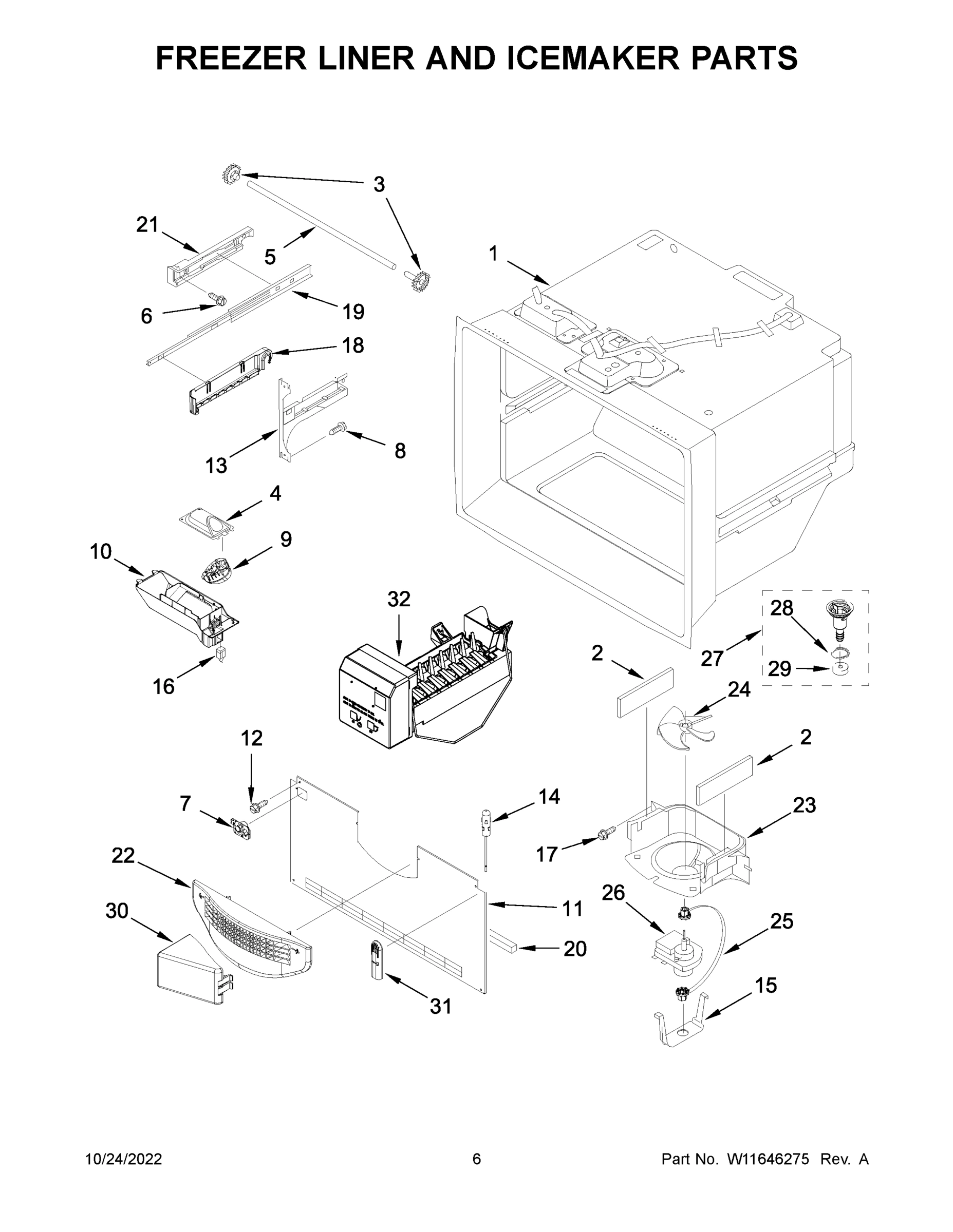 04 - FREEZER LINER AND ICEMAKER PARTS
