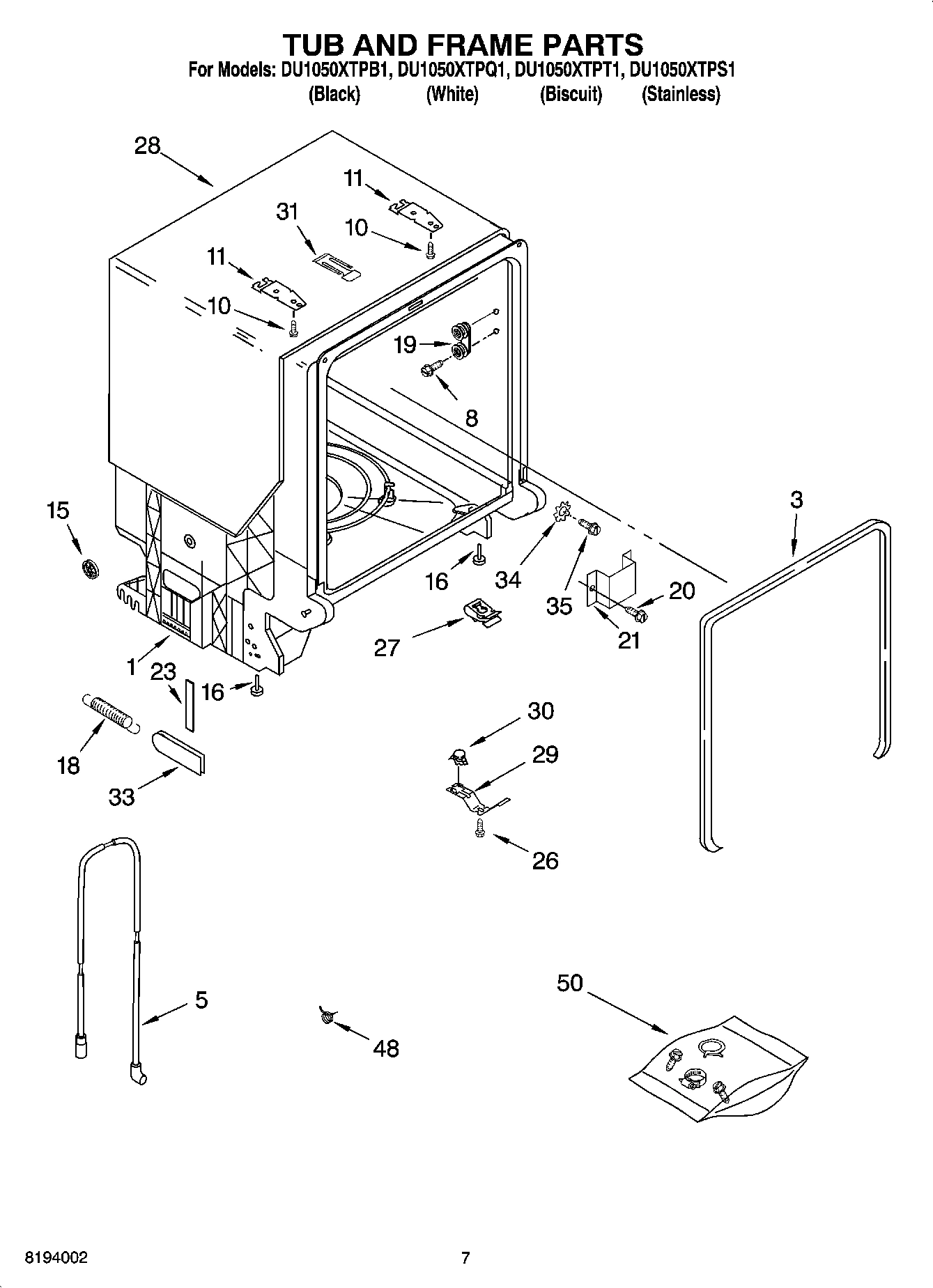 07 - TUB AND FRAME PARTS