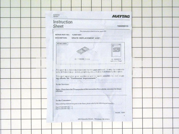 12001481 Whirlpool Burner Grate 2 Per Package - Image 4