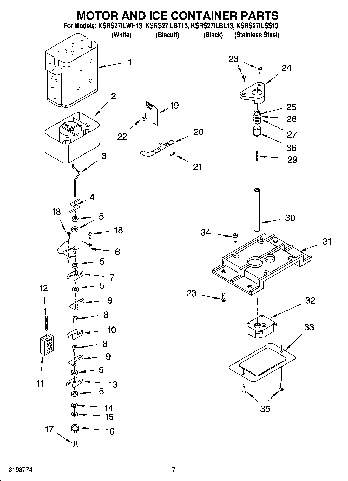 05 - MOTOR AND ICE CONTAINER PARTS