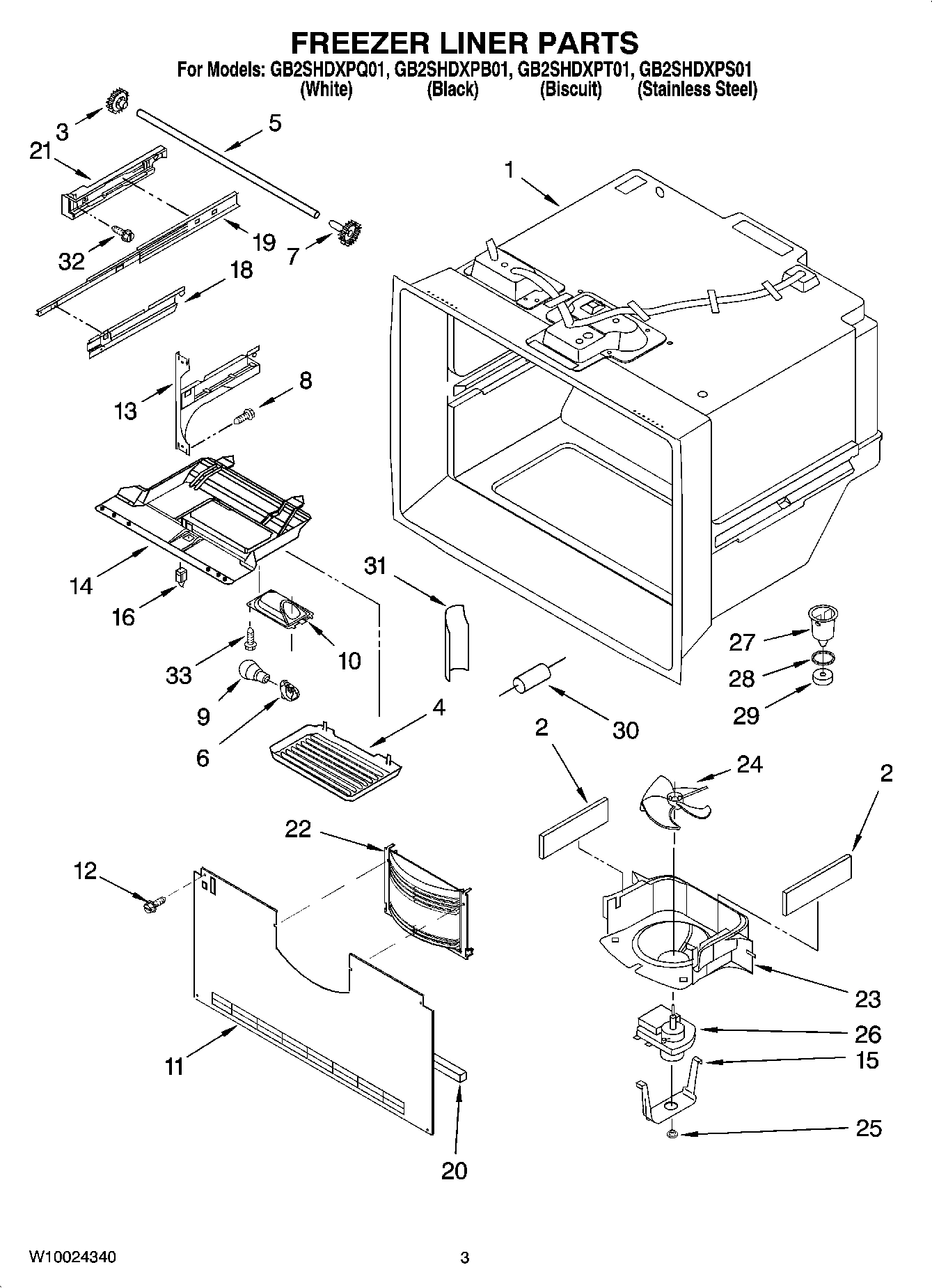 02 - FREEZER LINER PARTS