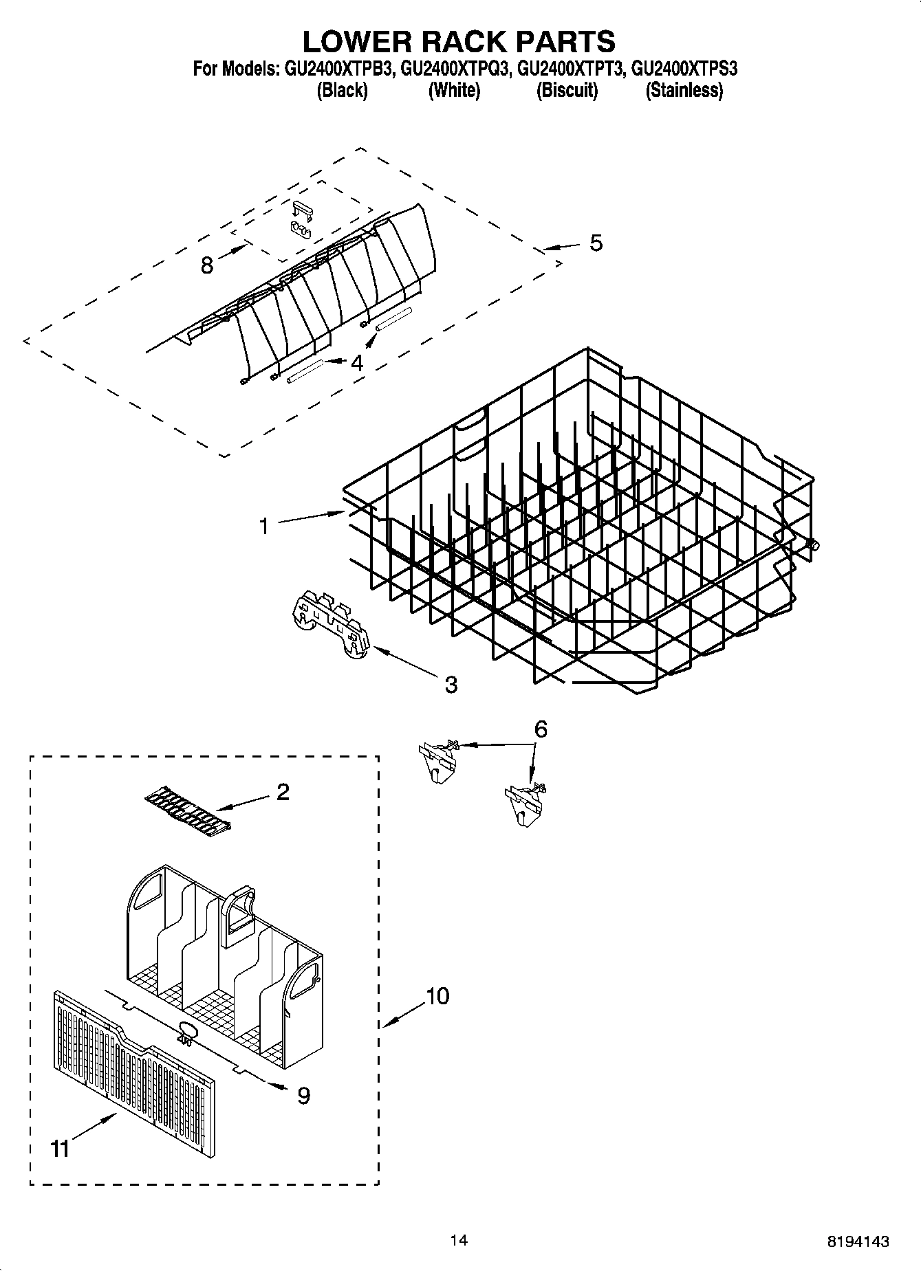 11 - LOWER RACK PARTS