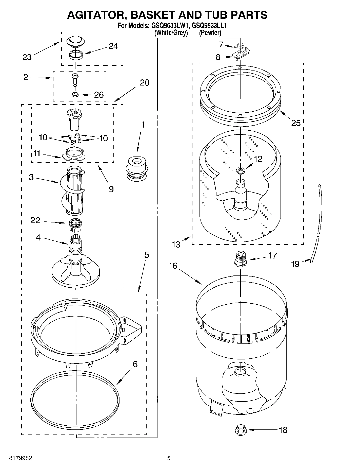 03 - AGITATOR, BASKET AND TUB PARTS