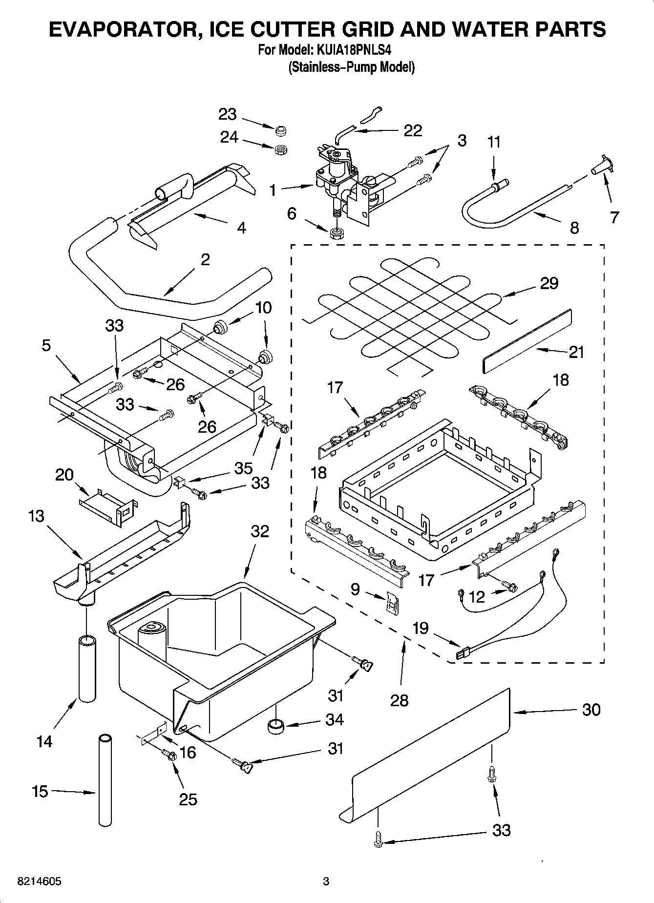 02 - EVAPORATOR, ICE CUTTER GRID AND WATER PARTS