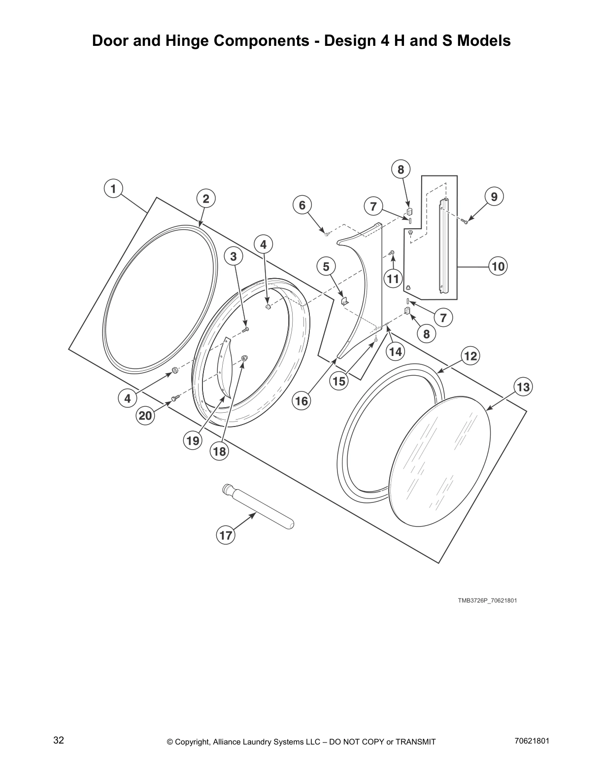 Door and Hinge Components - Design 4 H and S Models
