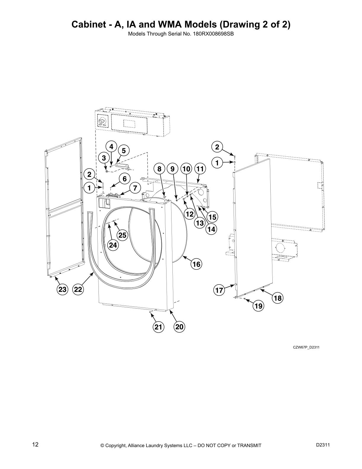 Cabinet - A, IA and WMA Models (Drawing 2 of 2)