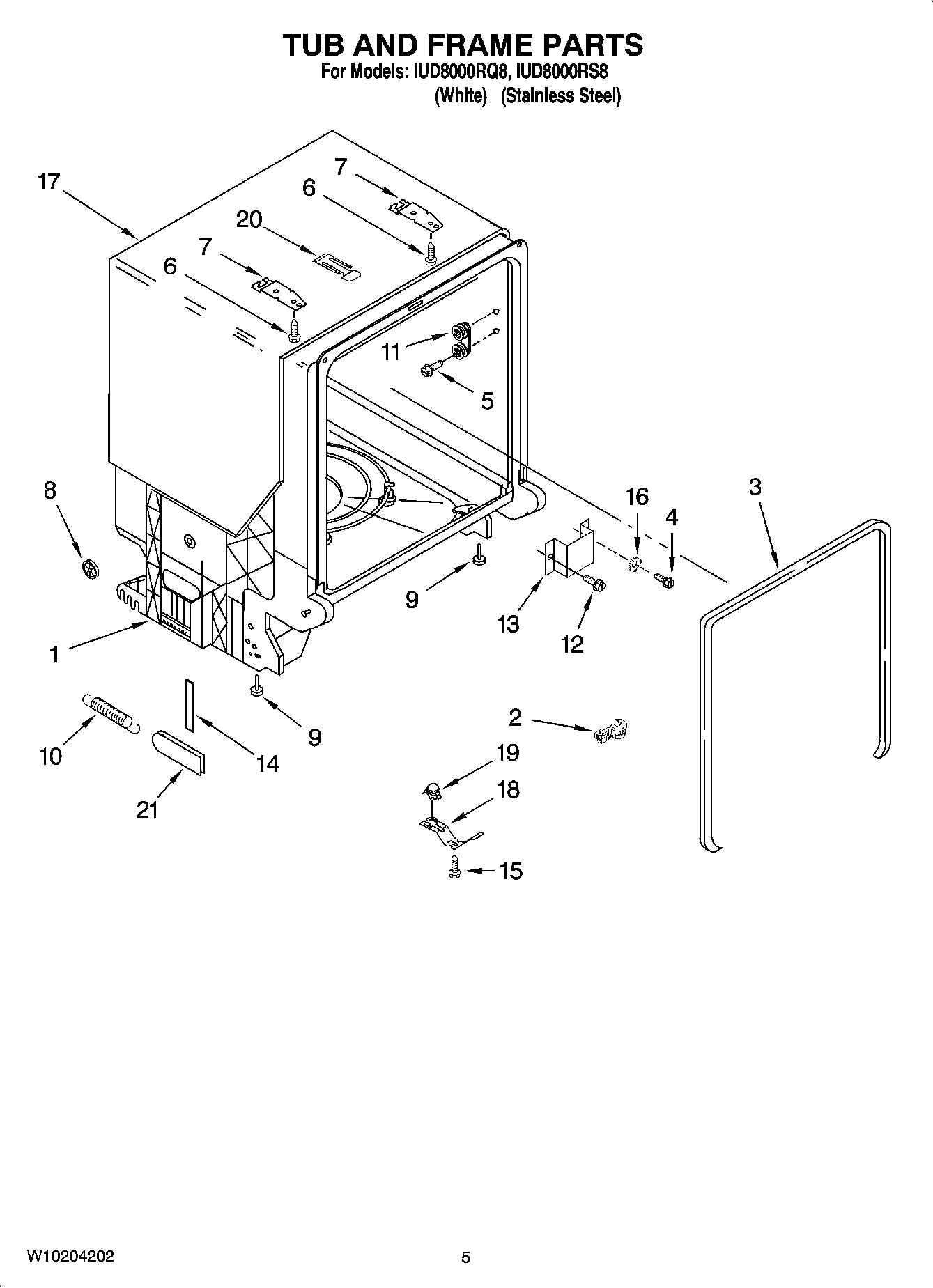 05 - TUB AND FRAME PARTS