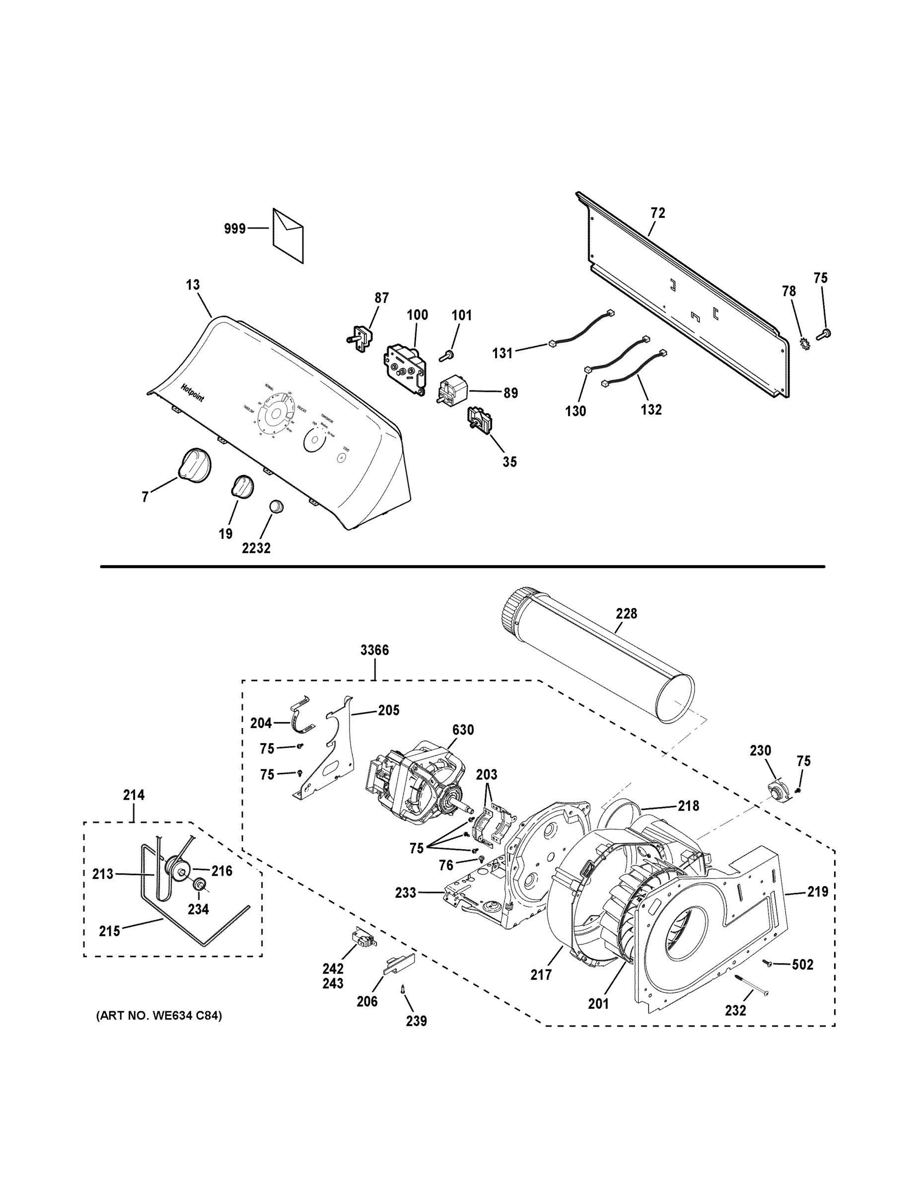 BACKSPLASH, BLOWER & MOTOR ASSEMBLY