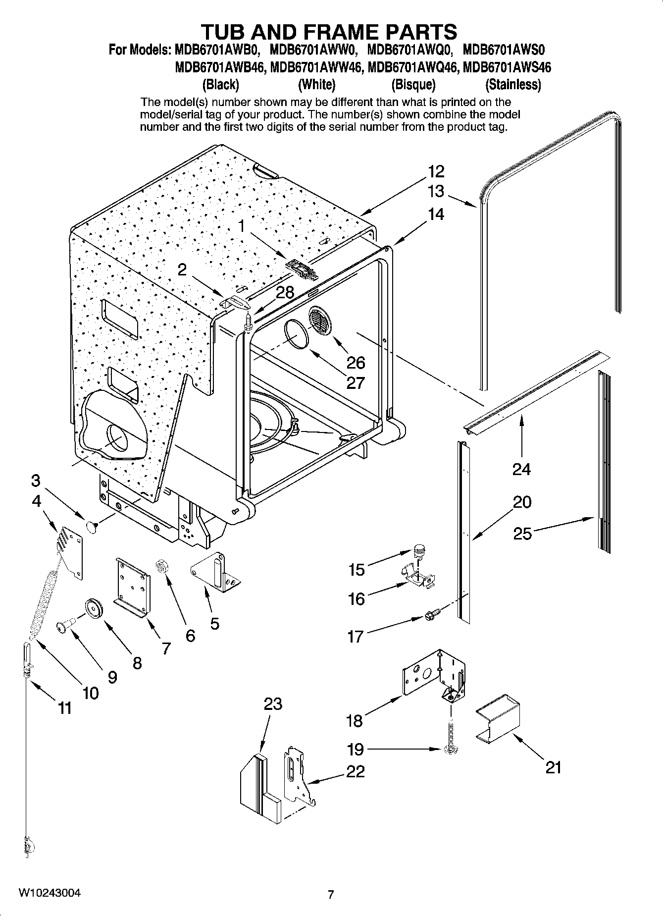 07 - TUB AND FRAME PARTS