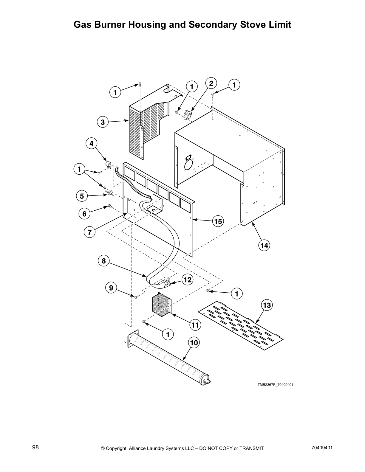 Gas Burner Housing and Secondary Stove Limit