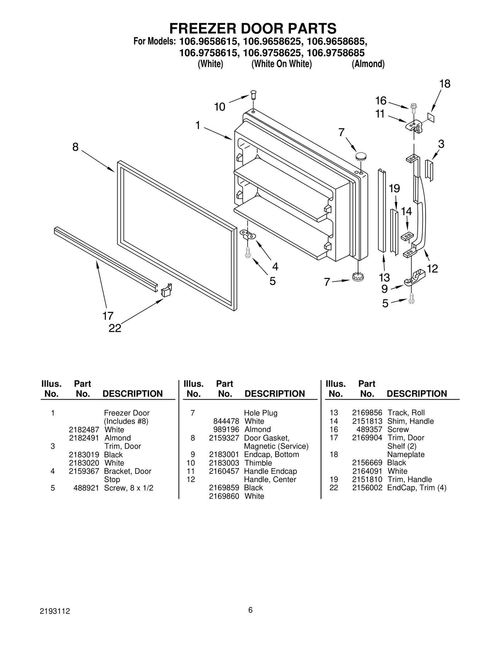 FREEZER DOOR PARTS
