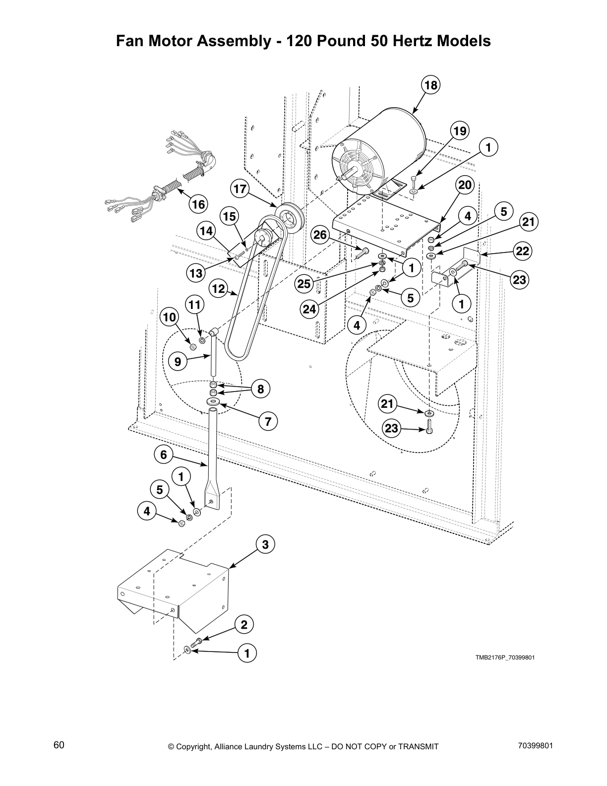 Fan Motor Assembly - 120 Pound 50 Hertz Models